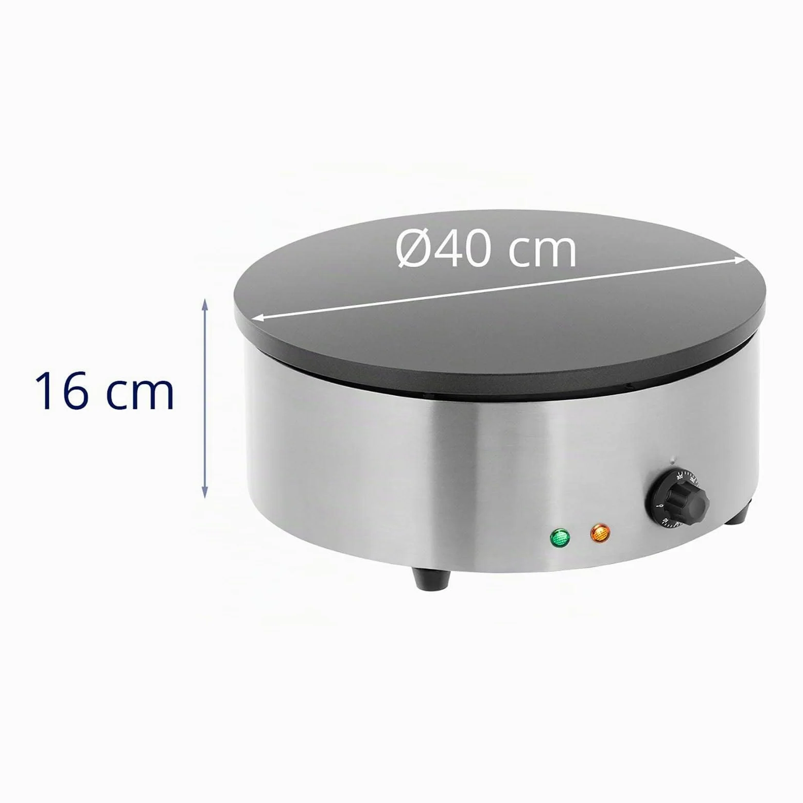 Royal Catering Crêpière Ronde Electrique RCEC-3000-R (40x40x16cm, 3.000W, diamètre de la plaque chauffante 40cm, plaque : fonte avec revêtement en émail)