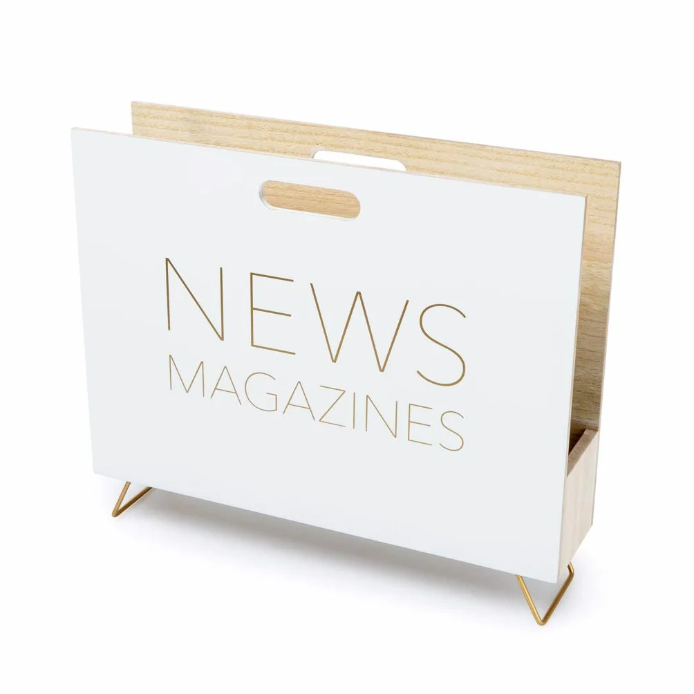 Balvi Porte-revues News Couleur blanc Pour les magazines, catalogues et journaux Avec poignée Bois MD