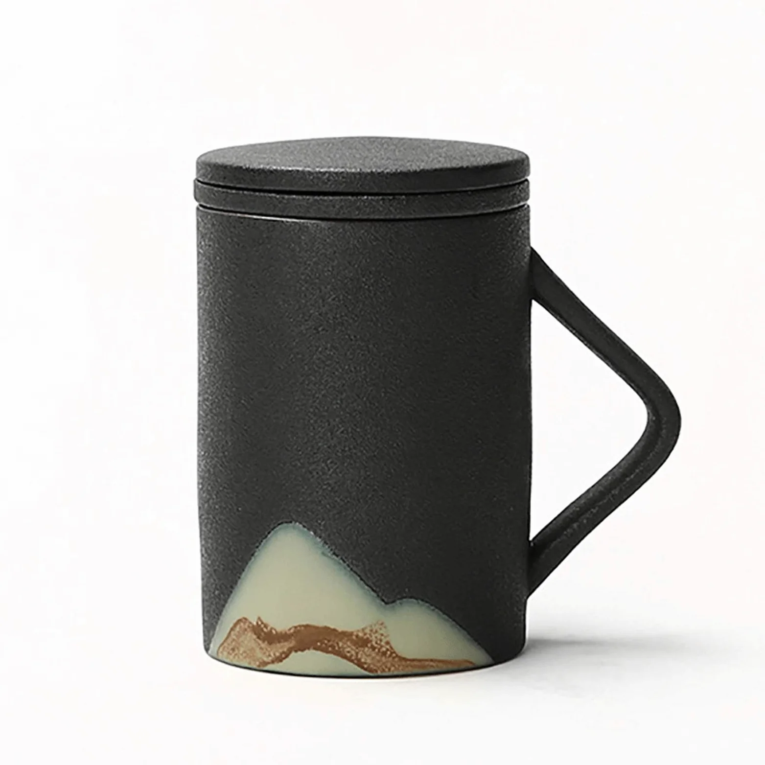Mug Coupe en Céramique Simple De Style Japonais avec Bureau De Couvercle Filtre Créatif Tasse À Thé Coupe du Thé Personal Ménage Tea Tea 250 ML Tasse à thé (Color : Noir)