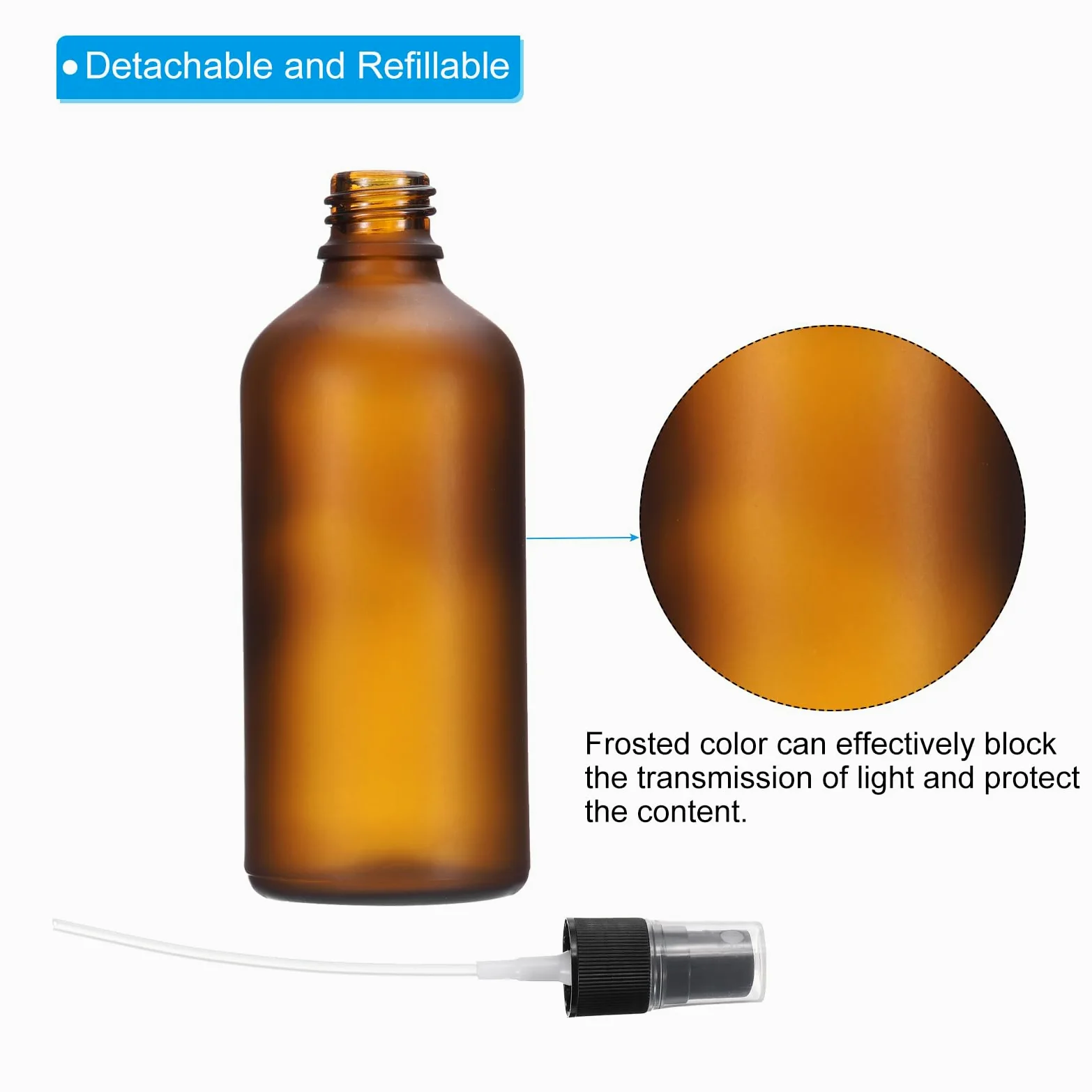 PATIKIL Lot de 12 vaporisateurs vides en verre de 118 ml - Anti-fuite - Vaporisateur à brume fine - Conteneurs rechargeables pour solutions de nettoyage des plantes et des cheveux - Marron noir