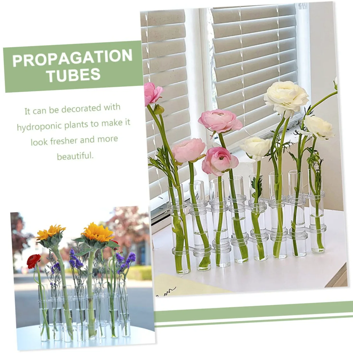 ABOOFAN Vase Hydroponique Verre Transparent avec Support Tubes De Propagation pour Plantes Petits Vases Décoratifs pour Intérieur Et Bureau