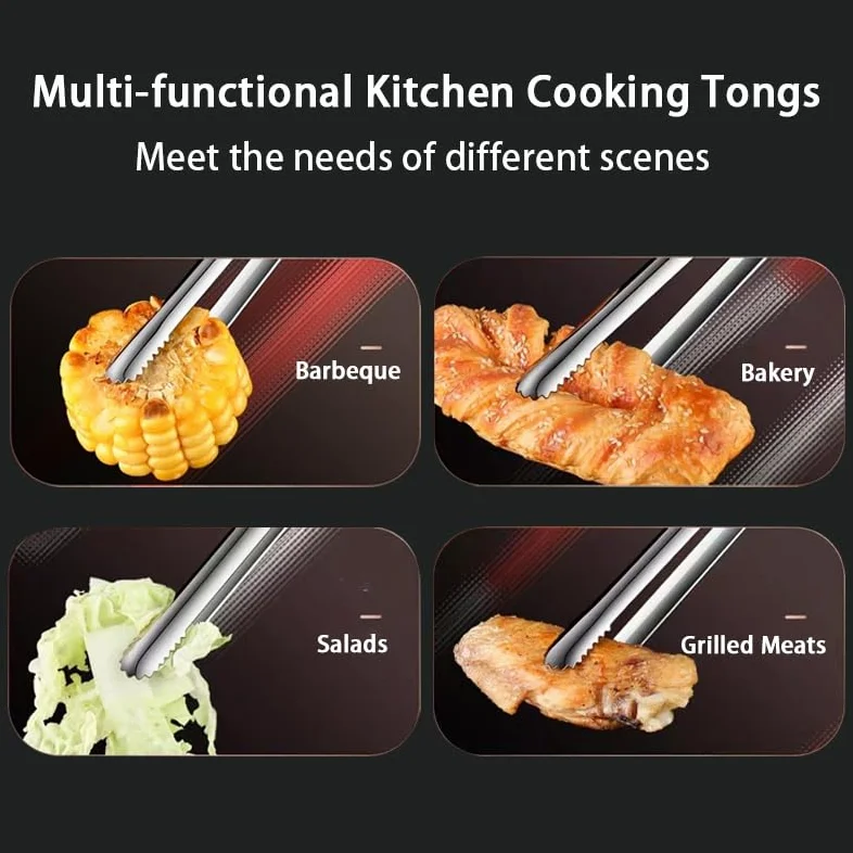 Lot de 4 pinces de cuisine en acier inoxydable (11,5/13,5)