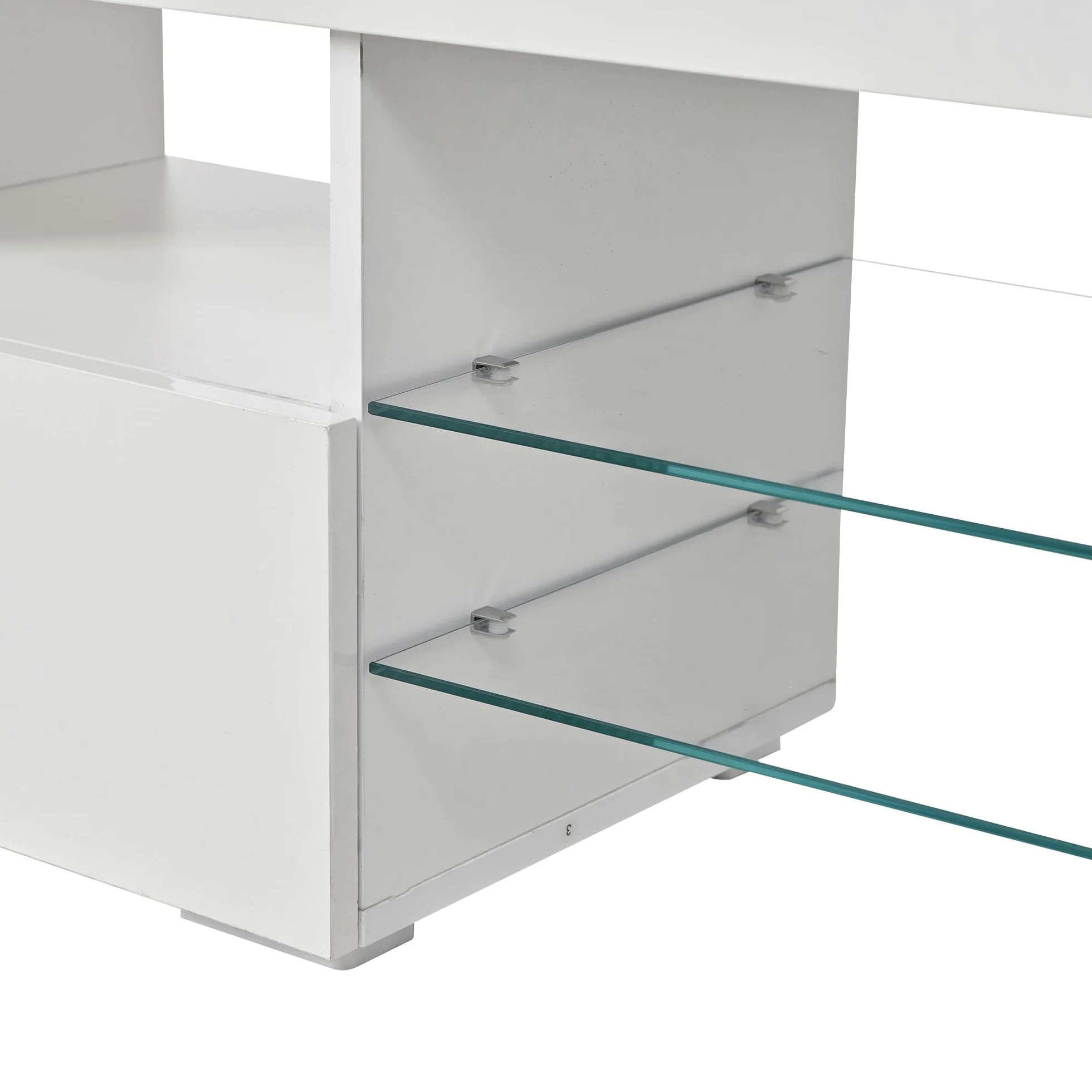 Meuble TV 180 cm Blanc Laqué avec Éclairage LED Piloté par App, Banc TV Moderne pour Téléviseurs jusqu'à 75 Pouces, 3 Tiroirs Push-to-Open et 7 Compartiments de Rangement pour Salon et Chambre