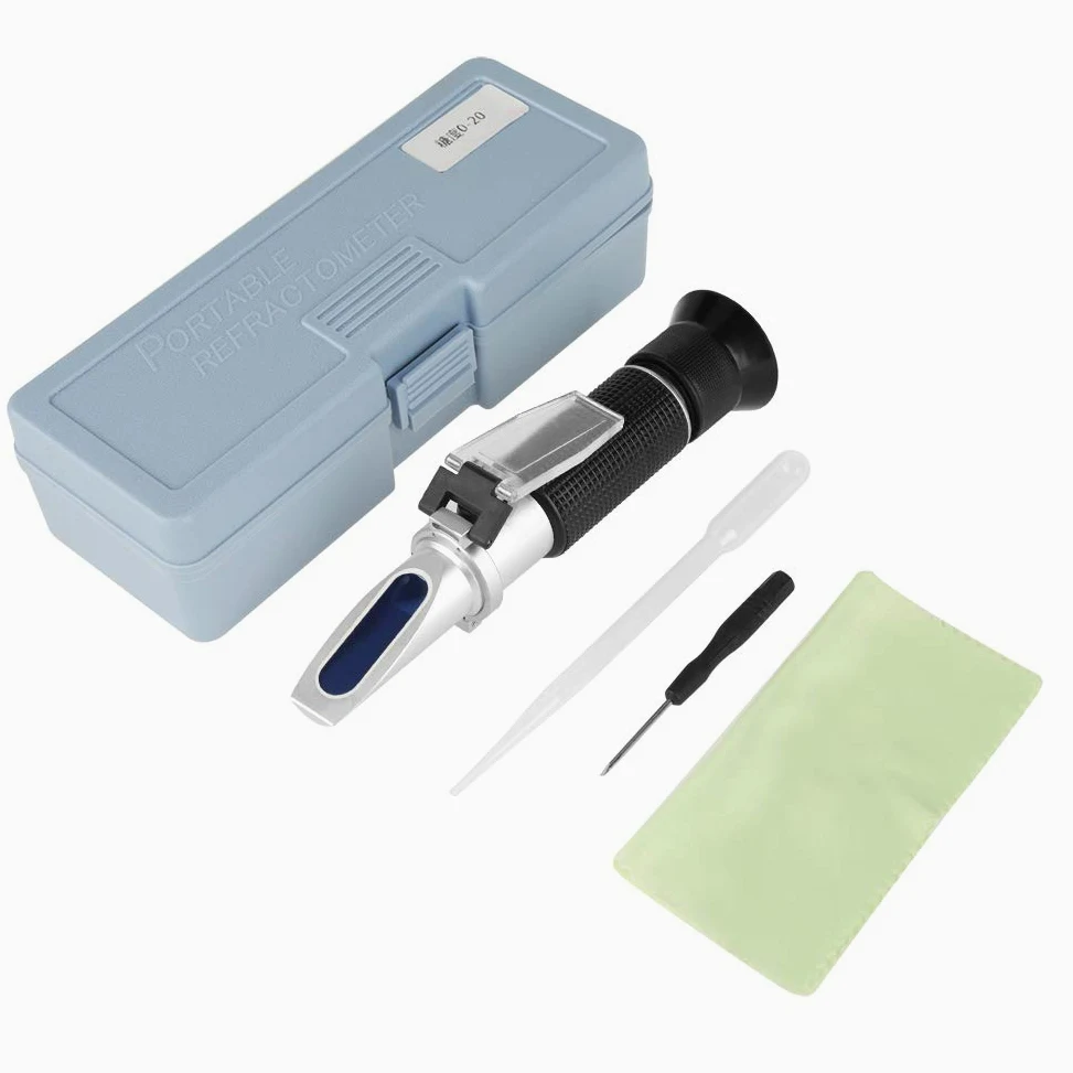 Réfractomètre Brix professionnel 0 20% Compteur de testeur de jus de bière avec fonction de compensation automatique de la température pour mesurer la teneur en sucre du sirop d'érable au miel de frui