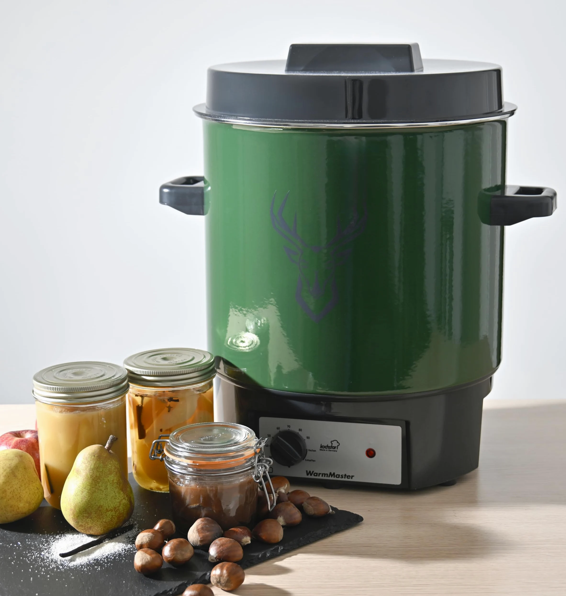 KOCHSTAR K99125035, Stérilisateur de bocaux électrique, Thermostat, 27 litres, Acier Emaillé, Décor Cerf