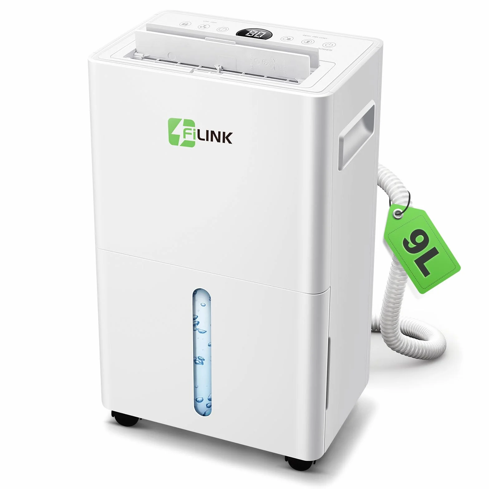 Deshumidificateur d Air 9L/Jour, Déshumidificateur Electrique, Minuterie 24H, Verrouillage pour Enfants, Protection Anti Débordement, 60m³(25m²), pour Maison, Appartement, Salle de Bain, Chambre, Cave
