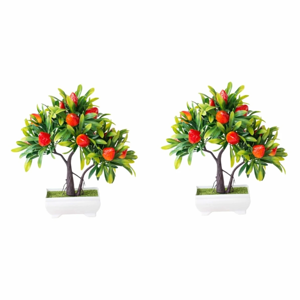 ABOOFAN 2 Pièces Simulation bonsaï arbousier Plantes artificielles Plantes d'intérieur fraisiers artificiels décor d'arbre aux Fraises Ornement Décoration de Bureau Faux arbousier Fruit