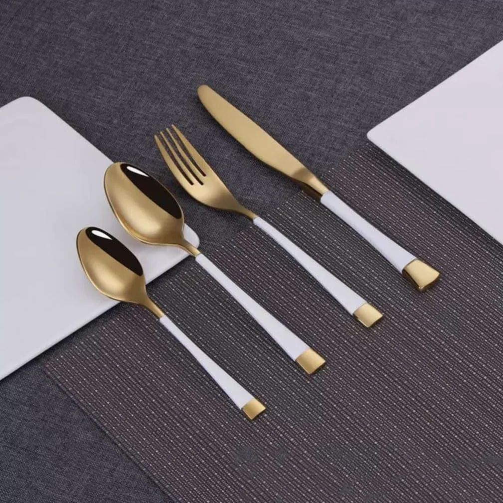 Ensemble de Couverts 4 pièces Couteau Fourchette cuillère en Acier Inoxydable Ensemble d'argenterie Miroir Poli Ensemble de Couverts hôtel Western dîner fourchettes