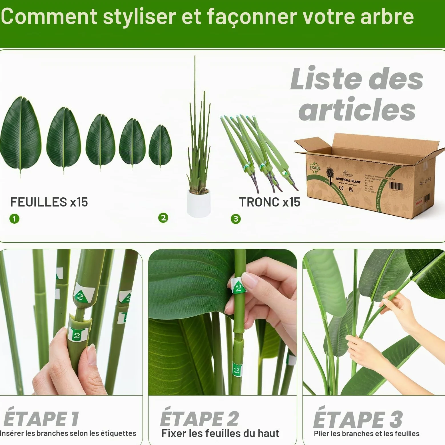 Plante Artificielle Oiseau de Paradis 210cm - Grande Plantes Bananier Artificielle Interieur avec Pot Blanc, Fausses Arbre Artificiel Parfaites pour Décoration d'Intérieur de Bureau ou Salon ou Maison