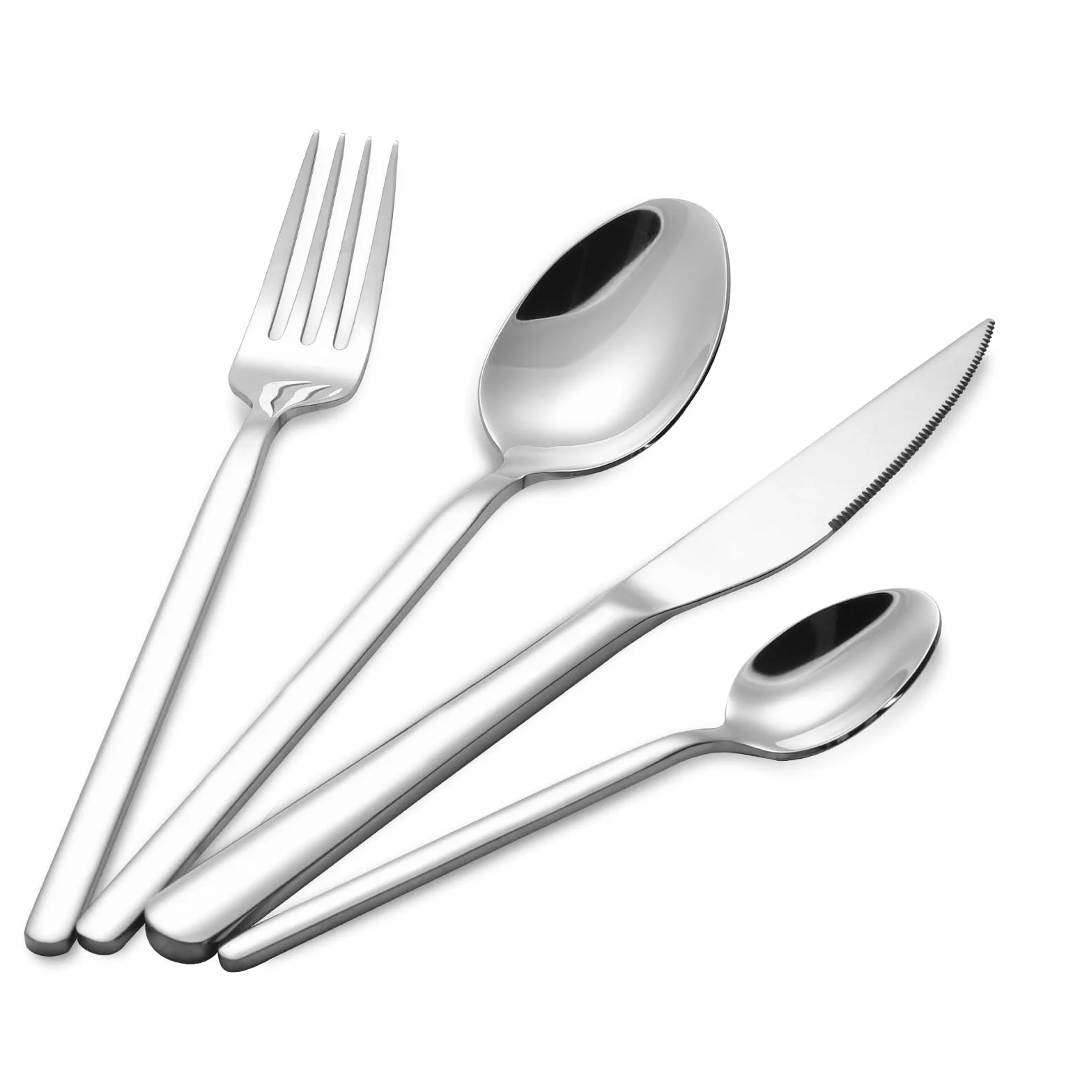 24 Pièces de Couverts pour 6 Personnes, Ensemble de Vaisselle en Acier Inoxydable, Jeunesse Polie, Jeunesse avec Couteaux, Fourchettes et Cuillères (Argent)