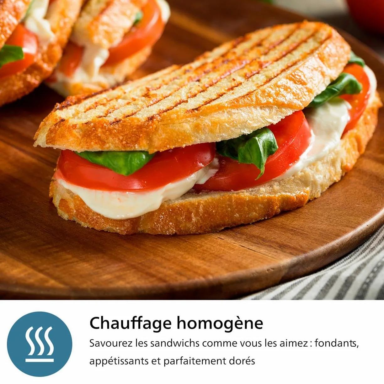 Philips Croque monsieur 3 en 1 Série 5000-3 jeux de plaques pour toaster (paninis, sandwichs) et gaufrier, Plaques de gril antiadhésive, système Easy Lock, Puissance de 750W, Noir (HD2350/80)