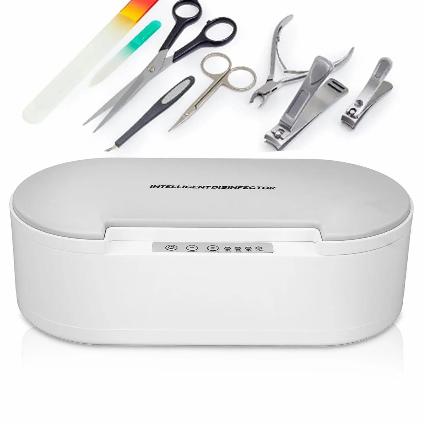 Boîte de Nettoyage UV Plateau de Stérilisation Professionnel en Plastique, Organisateur de Stockage de Boîte de Stérilisateur Propre à Diffusion Vocale pour Ongles, Pinces à