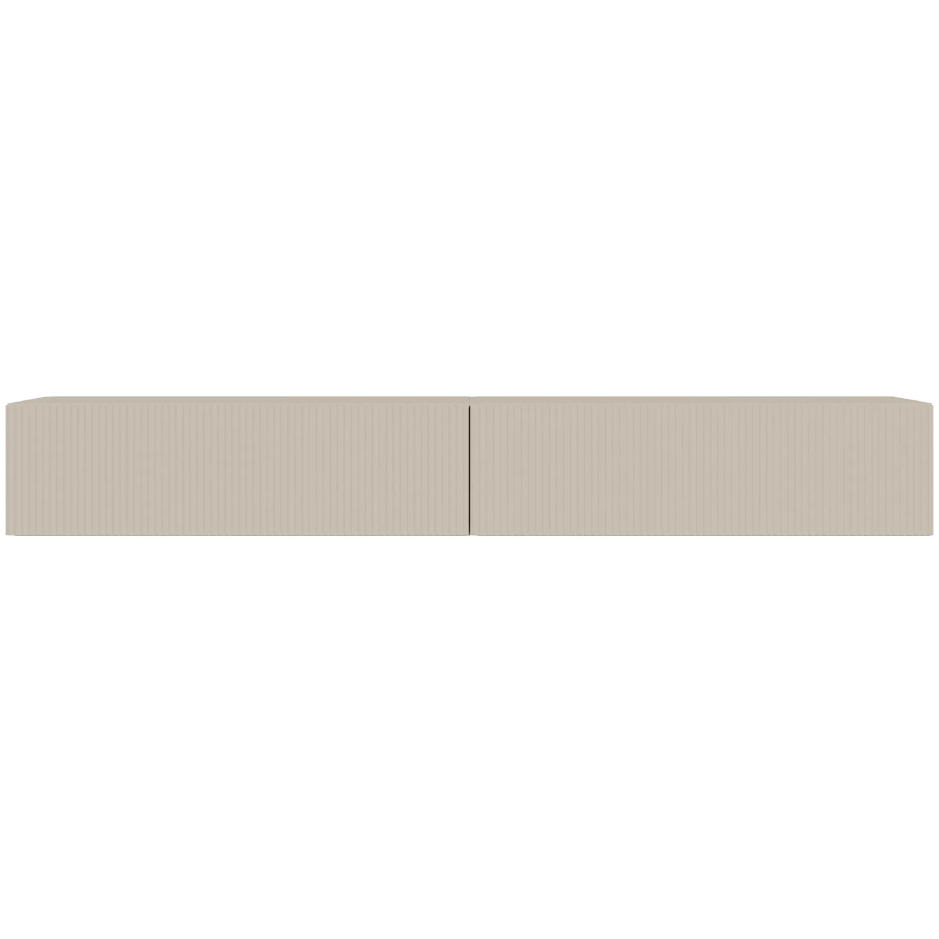 Selsey Meuble TV Suspendu 200 cm Greige Mat Design Moderne – Rangement à 4 Compartiments Façade Rainurée Idéal Déco Élégante et Contemporaine Salon/Chambre Panneau Laminé/MDF Solide