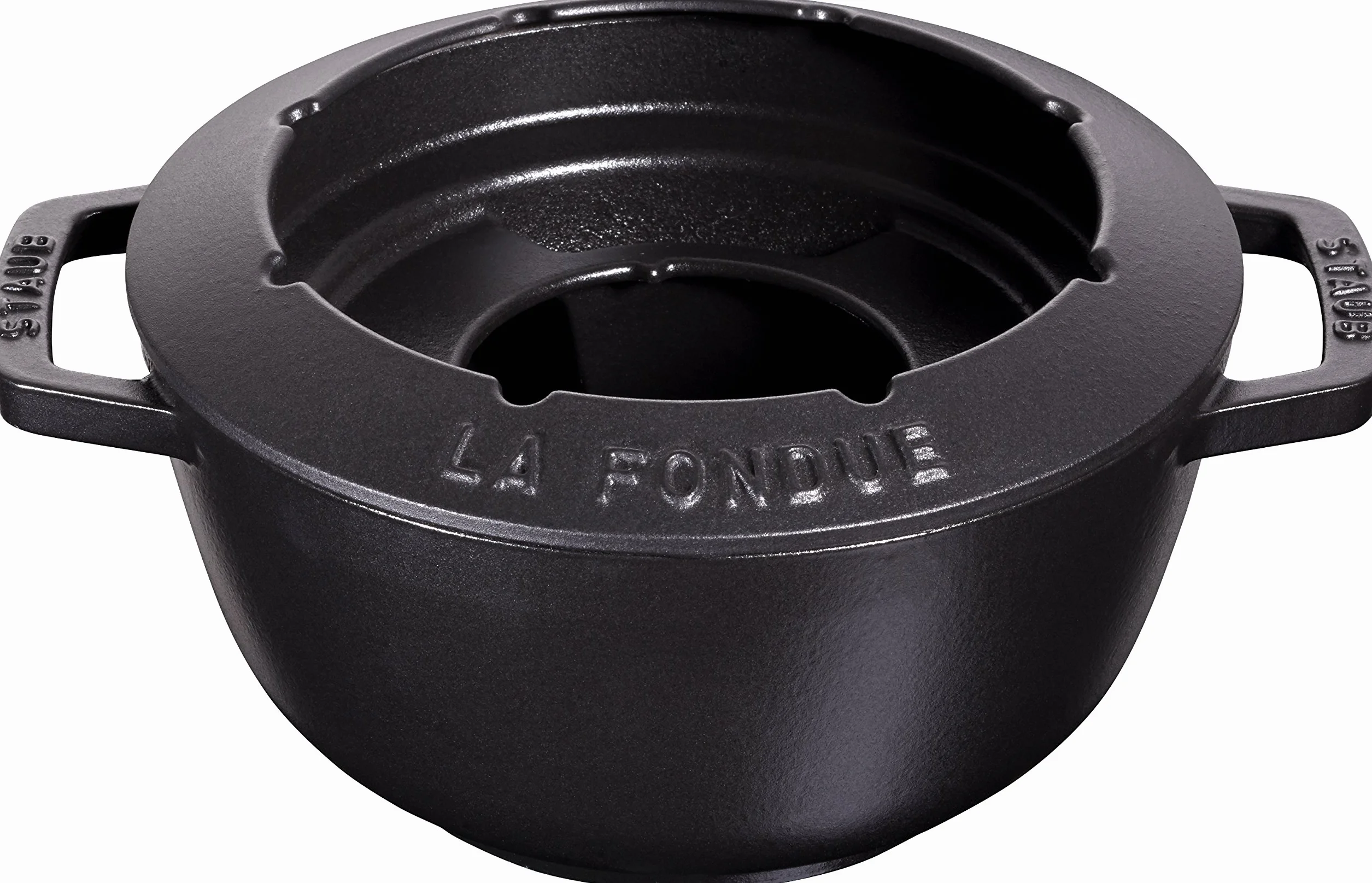 STAUB Service à Fondue en Fonte, avec 6 Fourchettes à Fondue, Pour Fondue Savoyarde, Bourguignonne et au Chocolat, Ø 20 cm, Noir Mat