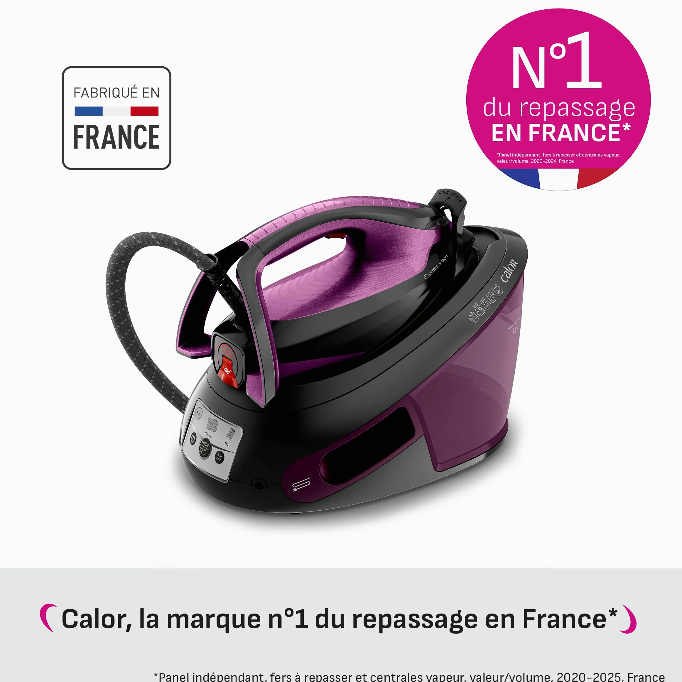 Calor Express Power Vision, Centrale Vapeur Classique, Débit vapeur 480 g/min, Sans réglage, Technologie LED Vision, Fabriqué en France, SV8152C0