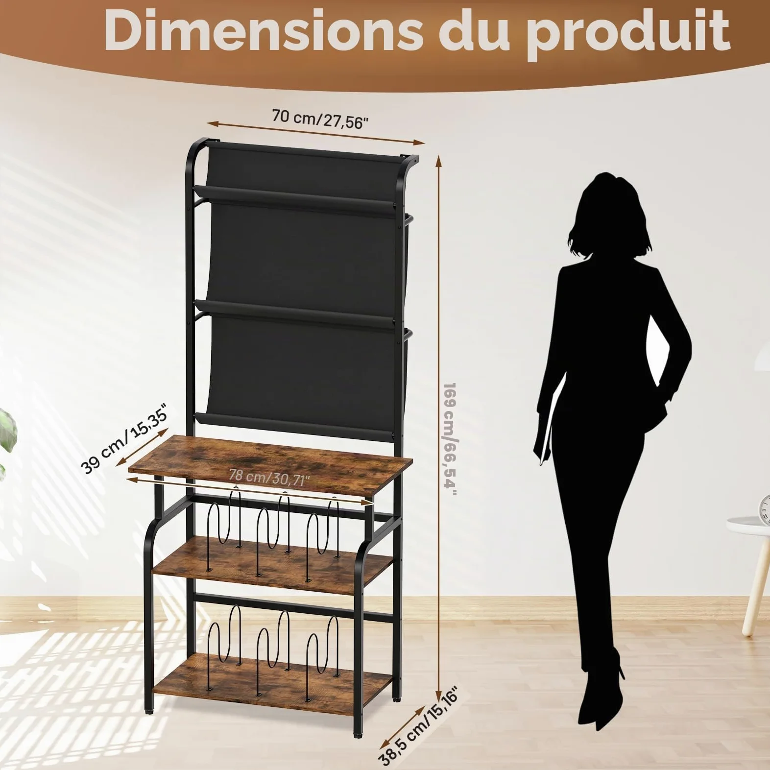 6 étages Platine Support Vinyle Rangement,Présentoir pour Disques Vinyles avec 3 étages rangement de disques vinyles,Armoire Table de Tourne,Tourne Disque Vinyle Stockage pour Salon,Studio,78x169x38cm