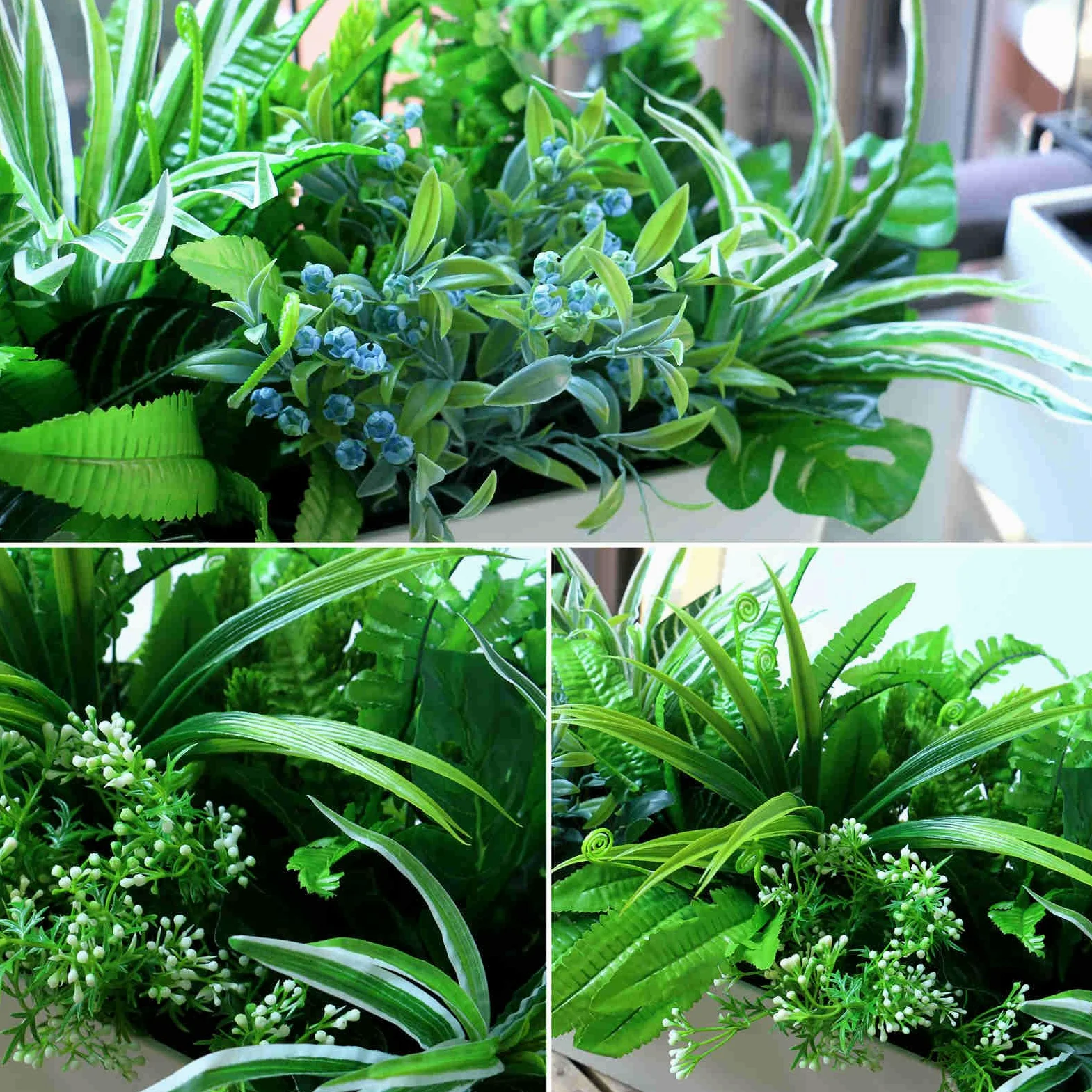 Lot de 15 Plantes artificielles d'extérieur résistantes aux UV en Vrac en Plastique pour décoration de Maison, Jardin, Pots de Fleurs, Pots de fenêtre, Porche, Panier Suspendu