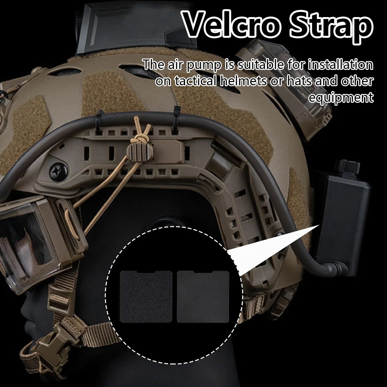 Déshumidificateur pour Lunettes, Désembueur Tactique avec Bouton Réglable Ventilateur Antibuée pour Lunettes avec Tuyau et Fermeture Velcro Pour Cyclisme Sports D'hiver et Opérations Tactiques
