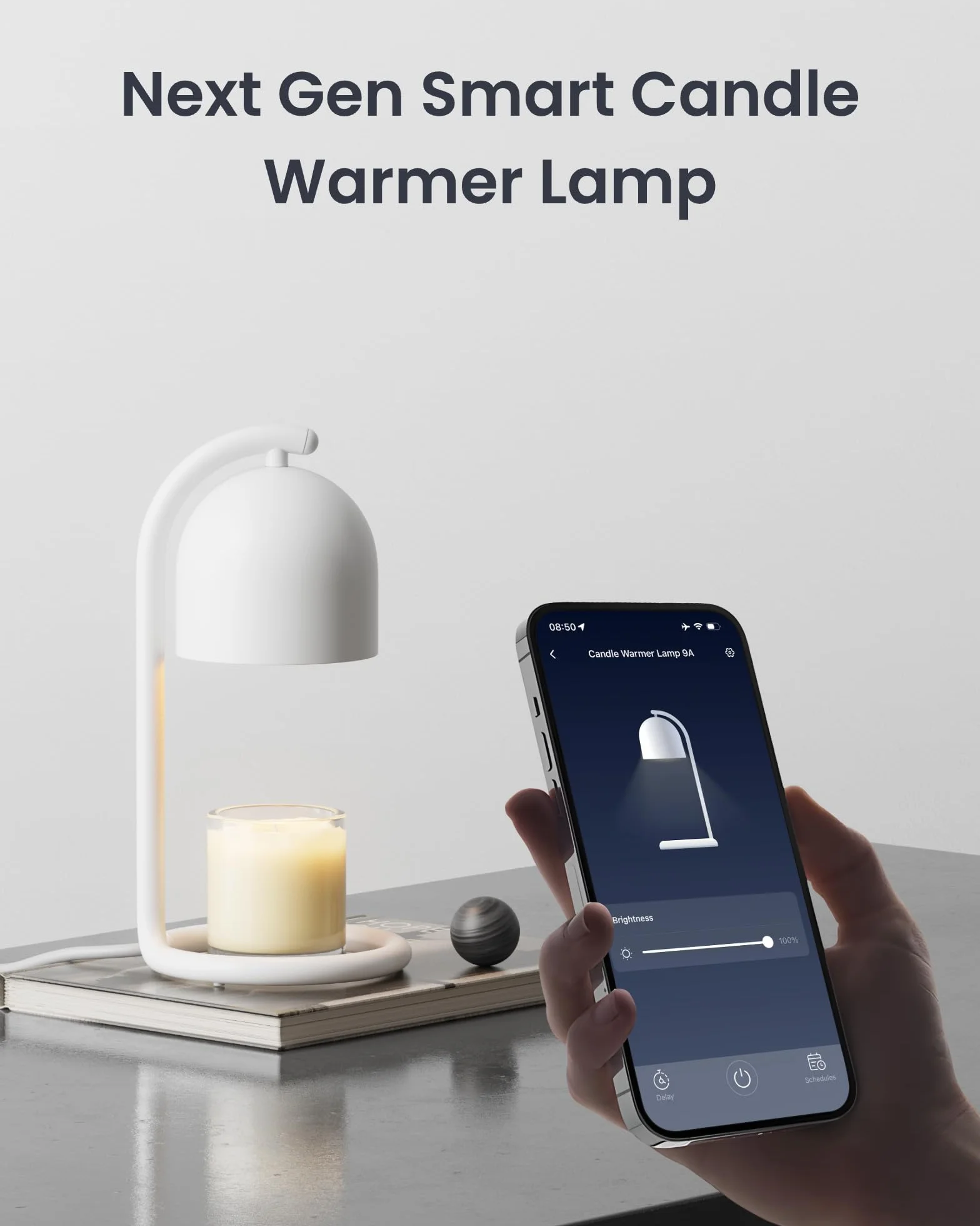 SwitchBot Lampe Chauffe Bougie avec Coffret Cadeau, Candle Warmer Lamp compatible Matter pour Apple Home & Alexa, Minuterie et Variateur Lampe Bougie électrique pour Parfumées Maison, Chambre, Blanc