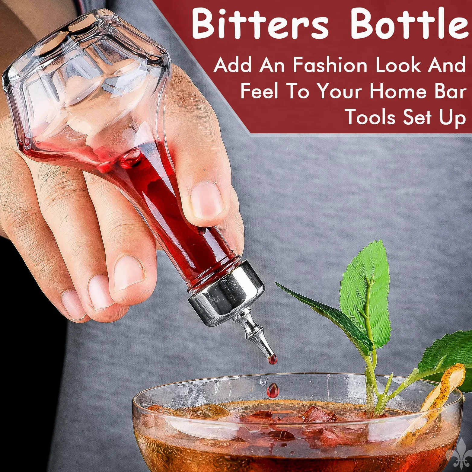 Bitters Lot de 6 bouteilles en verre avec bouchon Dasher, outil de bar professionnel pour faire des cocktails 50 ml