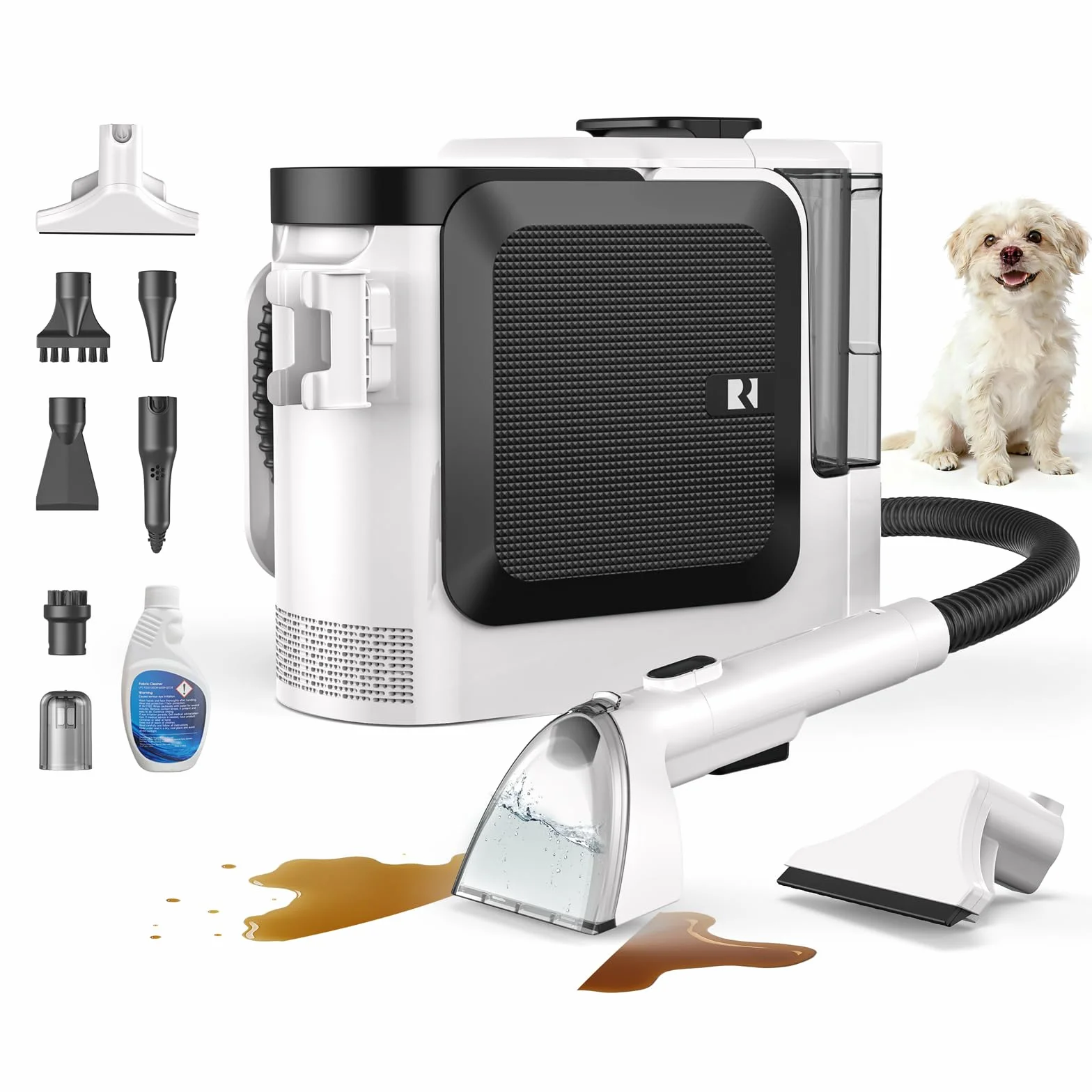 Redkey C2 Shampouineuse, 1800W 26000Pa Nettoyeur Canapé Tissu, Nettoyeur Vapeur 4-en-1 Aspirateur Eau et Poussière pour Canapé, Tapis, Fenêtres, Voiture, 7 Accessoires & Solution de Nettoyage