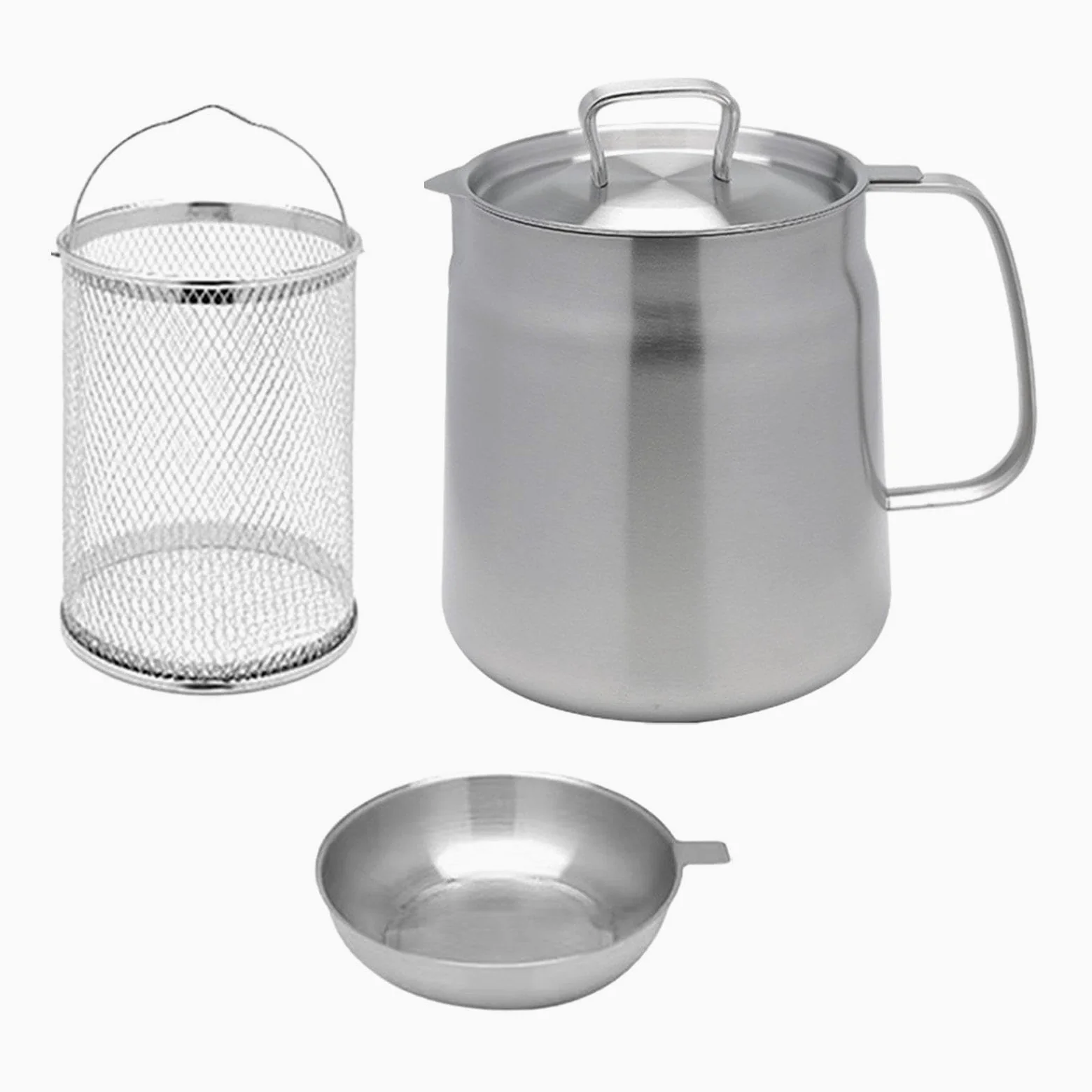 LOVIVER Pot de Filtre à Huile en Acier Inoxydable, Bidon de Graisse Avec Couvercle Anti-poussière et Filtre à Mailles Fines, Passoire à Graissee Multifonctionnel pour Cuisine, 2L