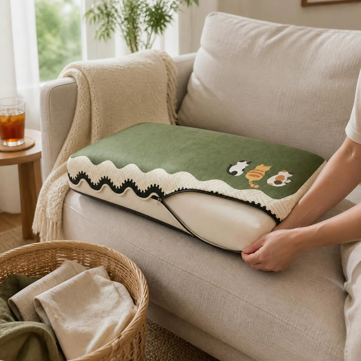 Coussin Canapé Rafraîchissant Lavable, 90x120cm | Fibre soie rafraîchissante, lavable en machine, sécurité A, bords liés, pour la famille, pour sofa