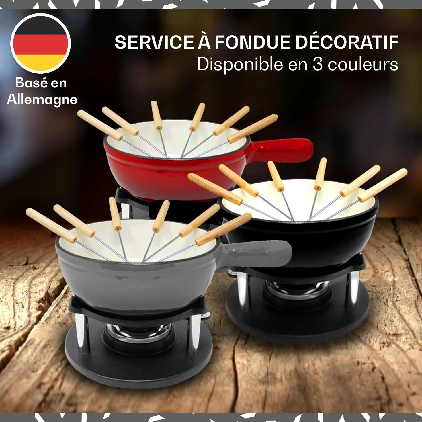 Appareil a Fondue Savoyarde et Chocolat, Appareil à Fondue Electrique avec 6 Fourchettes à Tremper, Service a Fondue Bourguignonne pour la Maison