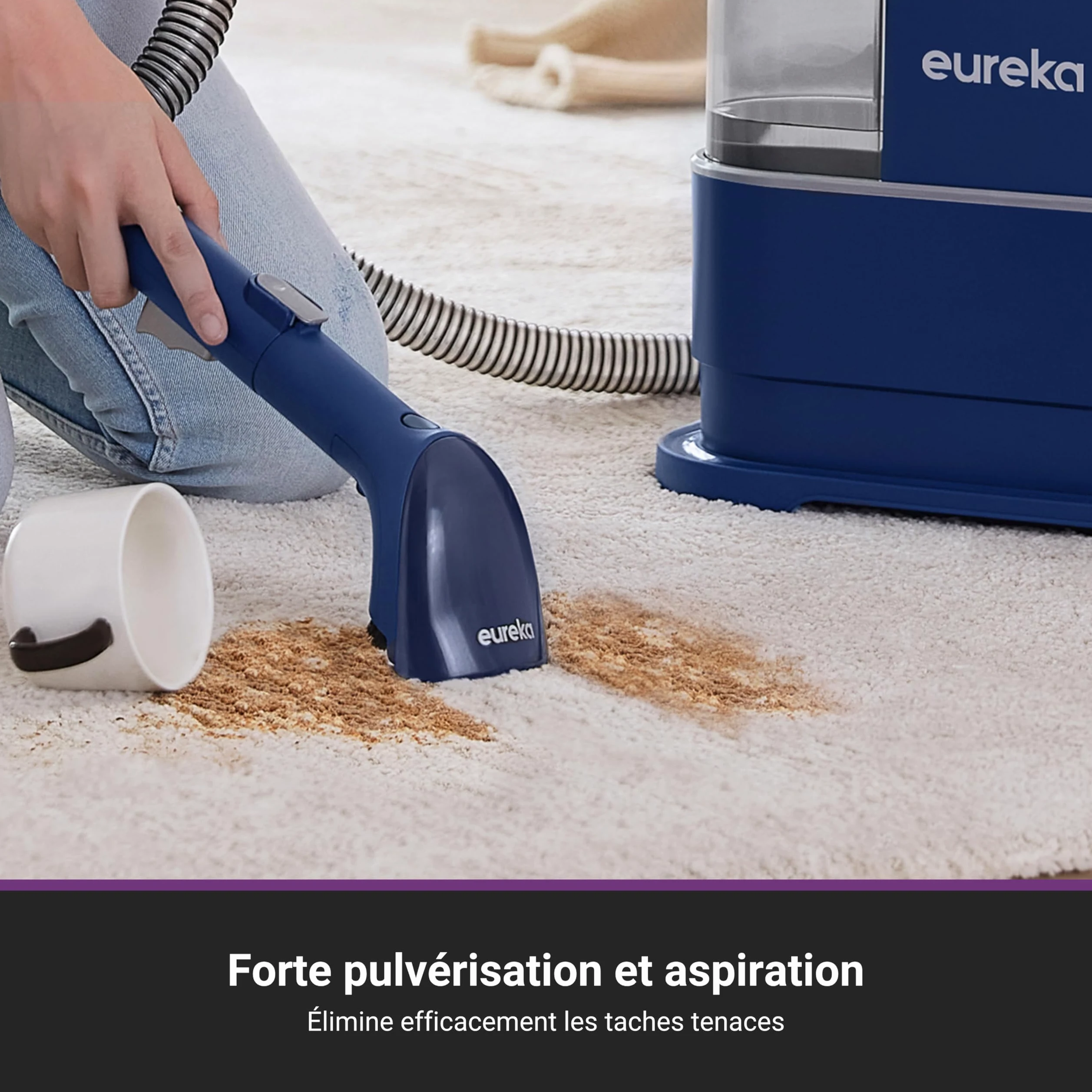 Eureka NEY100 Gen2, Aspirateur Nettoyeur de Tapis 12500 Pa, convient aux tapis, canapés et voitures et est livré avec un réservoir d'eau de 1,5 litre et 450 ml de produit de nettoyage spécial.