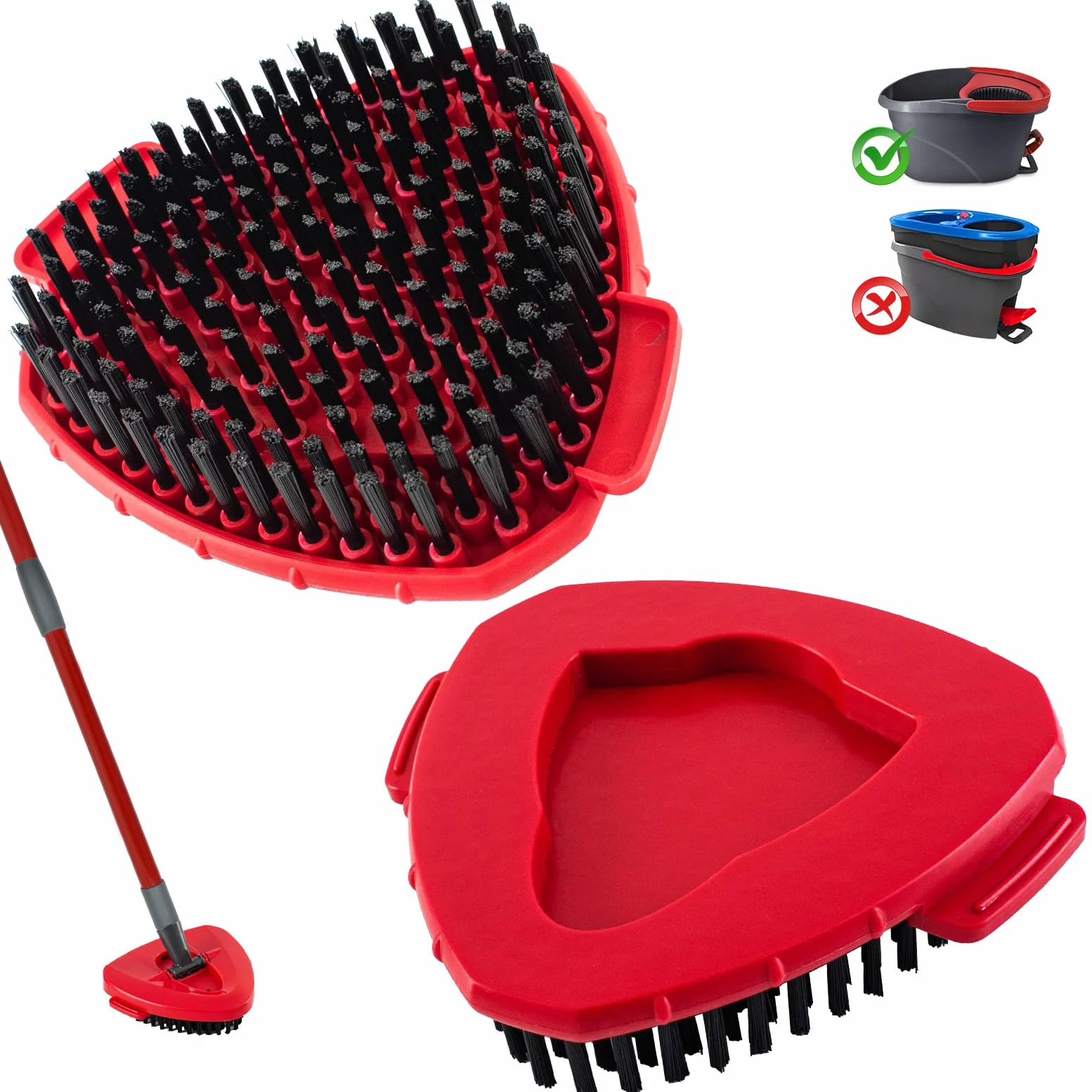 Lot de 2 brosses à dents améliorées compatibles avec Vileda EasyWring 1 réservoir, Scrubber Mop Attachments for Vileda Brush Head, Hard Bristle Cleaning Brush for Floor Bathroom Kitchen Wall Tile
