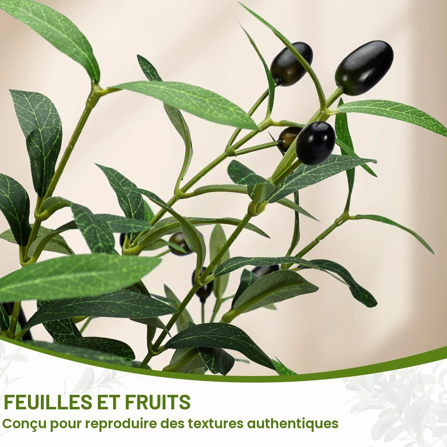 NZQXJXZ Olivier Artificiel 180 cm avec Lumières pour Maison Bureau | Plantes Artificielles Intérieur avec Pot & Panier, Fausse Plante Intérieur avec Tronc Naturel et Fruits Réalistes