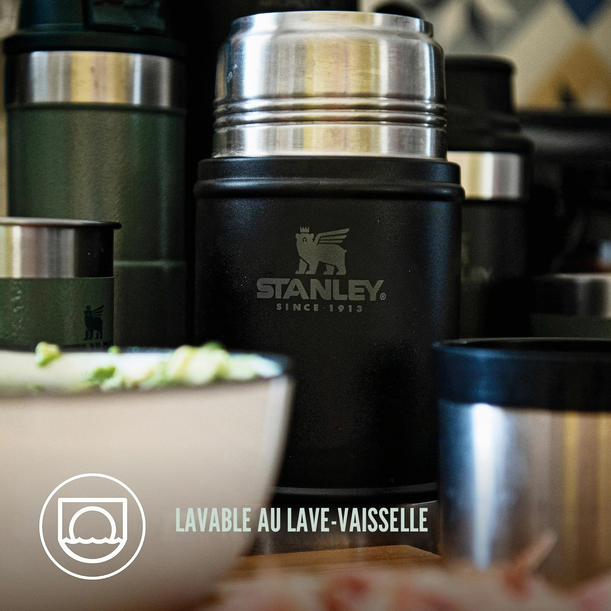 STANLEY Classic Legendary Food Jar 0.94L - Thermos Alimentaire Chaud a 20h - Lavable au Lave-Vaisselle - Acier Inoxydable - Sans BPA - Lunch Box Isotherme - Hammertone Green