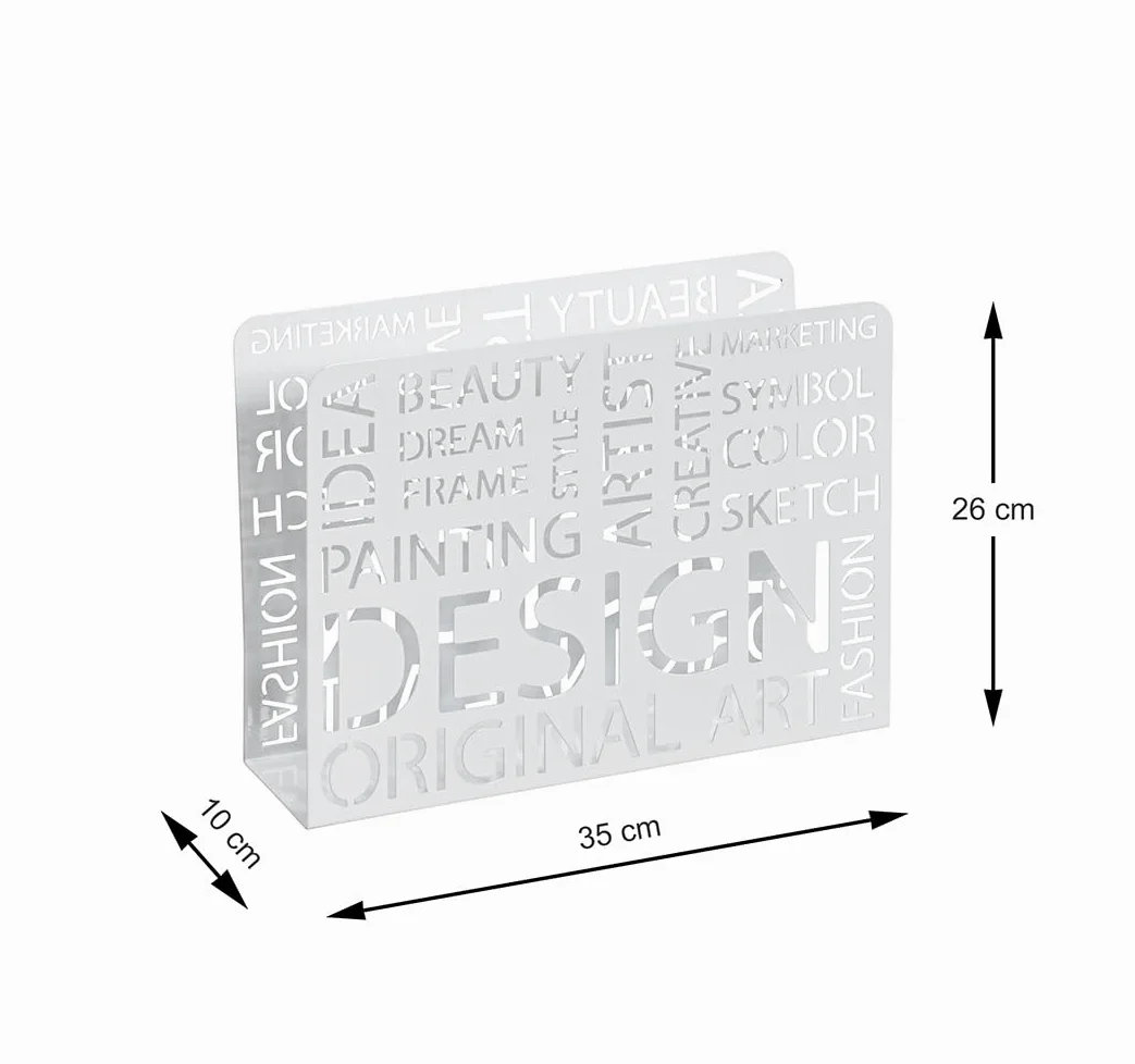 HAKU Porte-revues en métal blanc, porte-journaux, porte-revues - Dimensions : L 35 x H 26 x P 10 cm, Style : Moderne