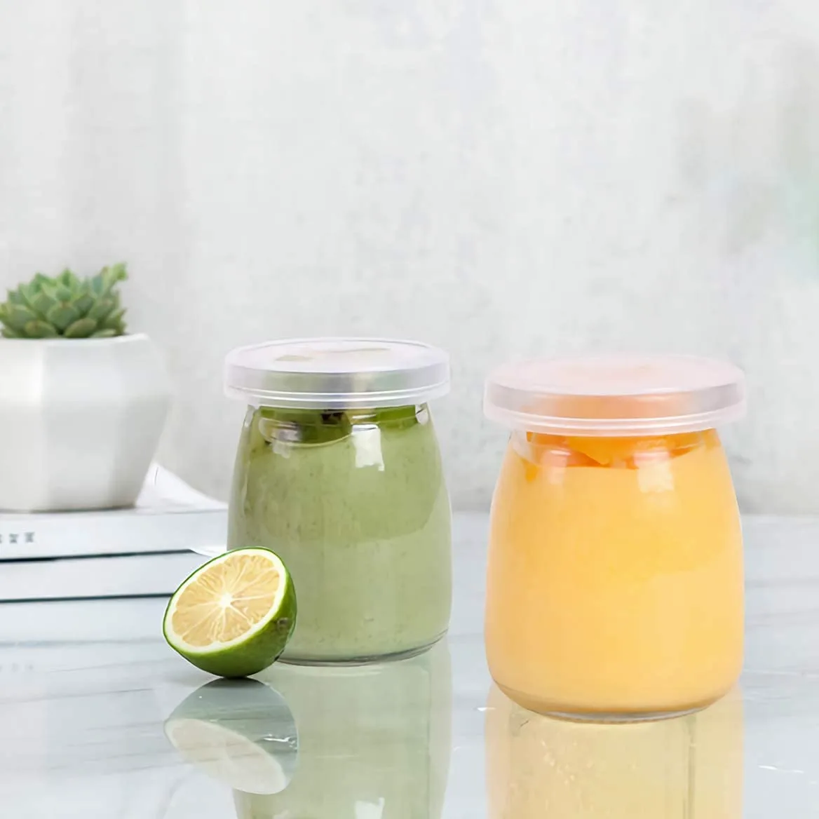 Lawei Lot de 40 bocaux en verre avec couvercle - 150 ml - Bocaux de rechange pour pudding et yaourt - Bocaux en verre - Pour confitures, gelées, miel, desserts, lait
