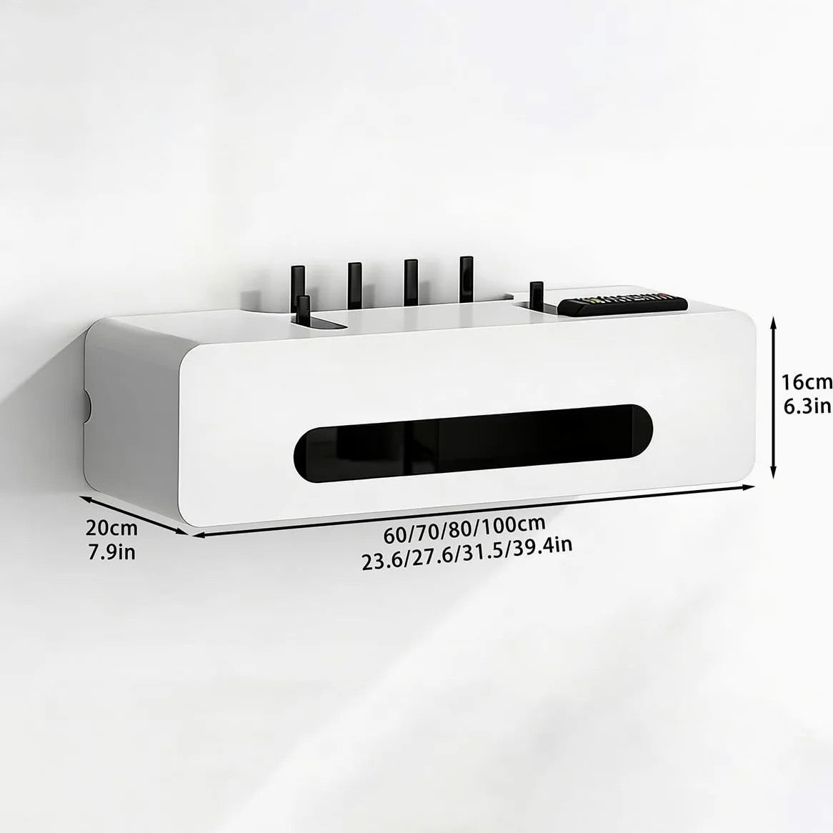 Cache Box Routeur Mural - Boîtier de Rangement en Bois pour Routeur, Câbles et Prises, Salon Chambre Bureau(White,23.6 * 7.9 * 6.3in)