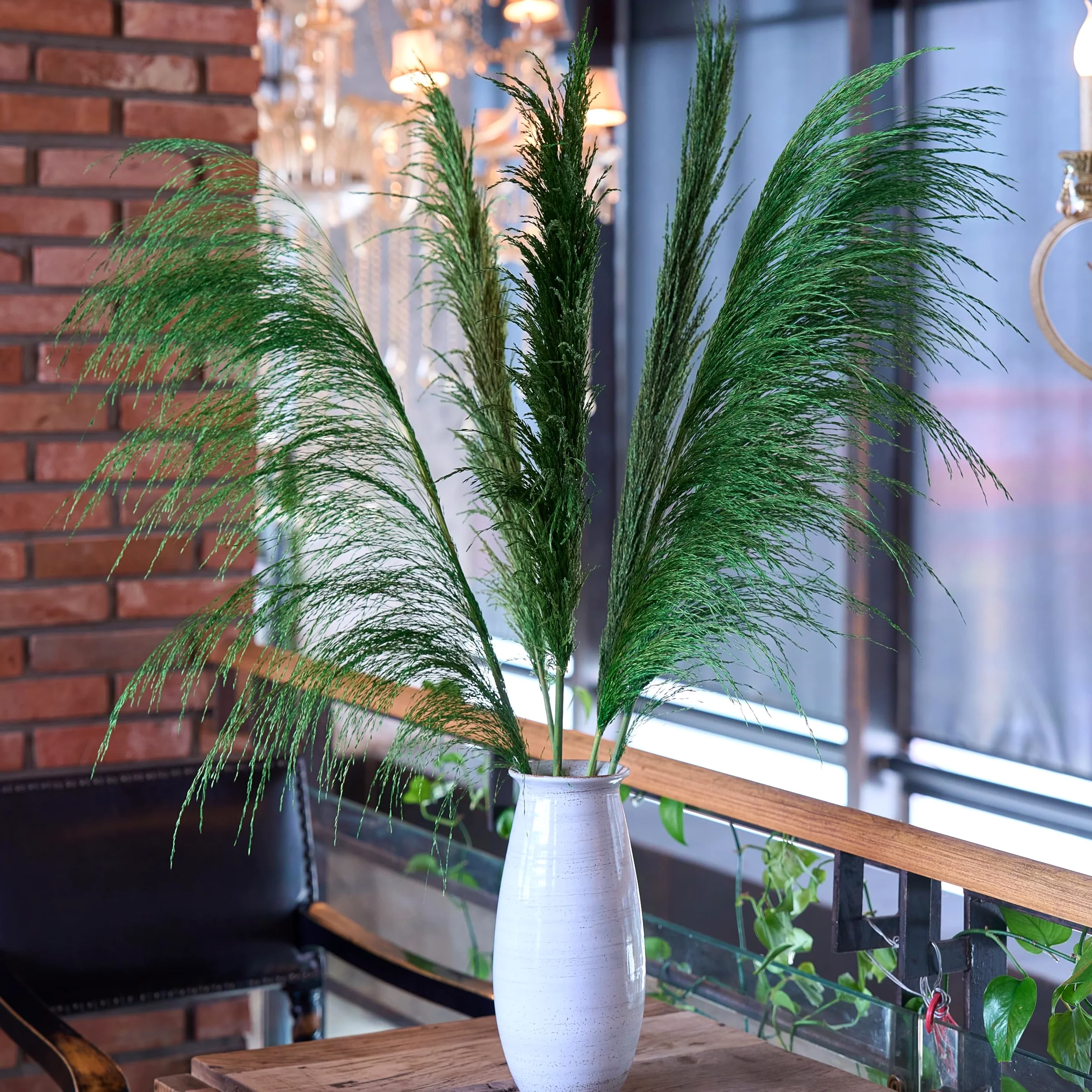 Lot de 8 Herbes de Pampa Vertes Séchées - 80 cm - Décoration Naturelle Salon - Plantes Séchées Parfumées - Style Bohème Chic - Intérieur Maison - Décoration Murale Élégante