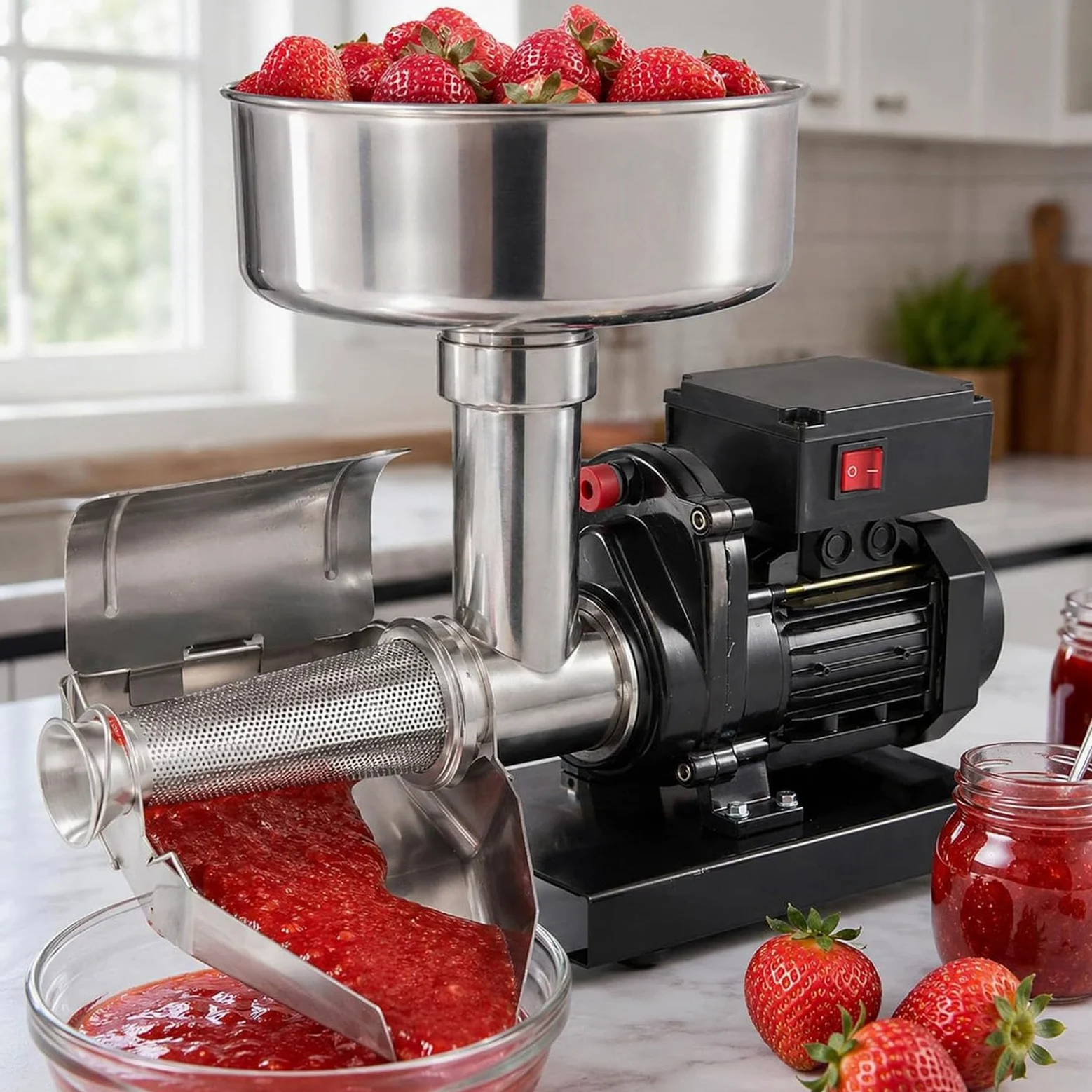 Filtre électrique de tomate, machine de fraisage de tomate Sauce Maker | Presse à tomates et machine à sauce en acier inoxydable commerciale, robuste, pour confiture de myrtille et de fraise