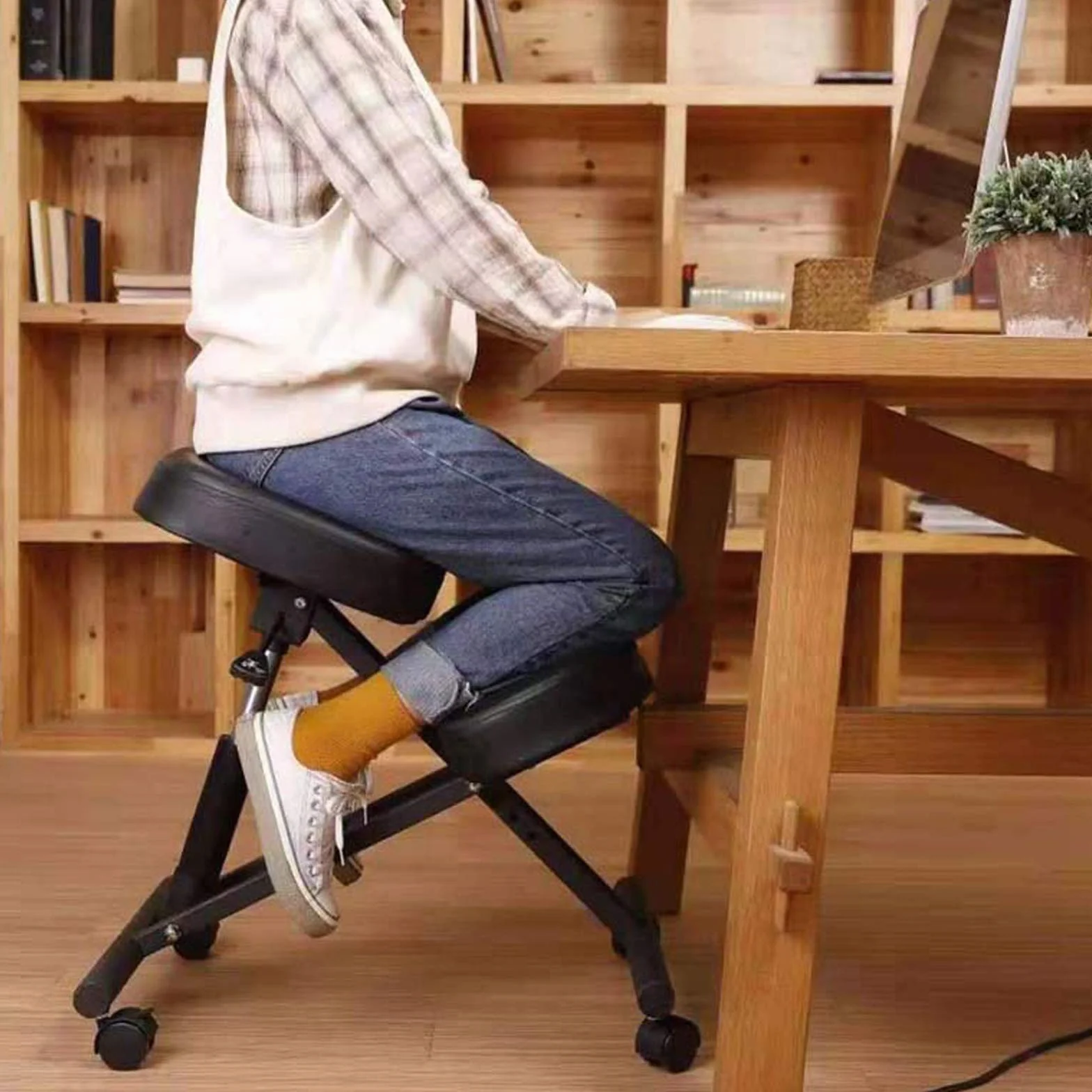 Chaise genoux, ergonomique, réglable, pour la maison, le bureau, peut contenir jusqu'à 250 kg, noire