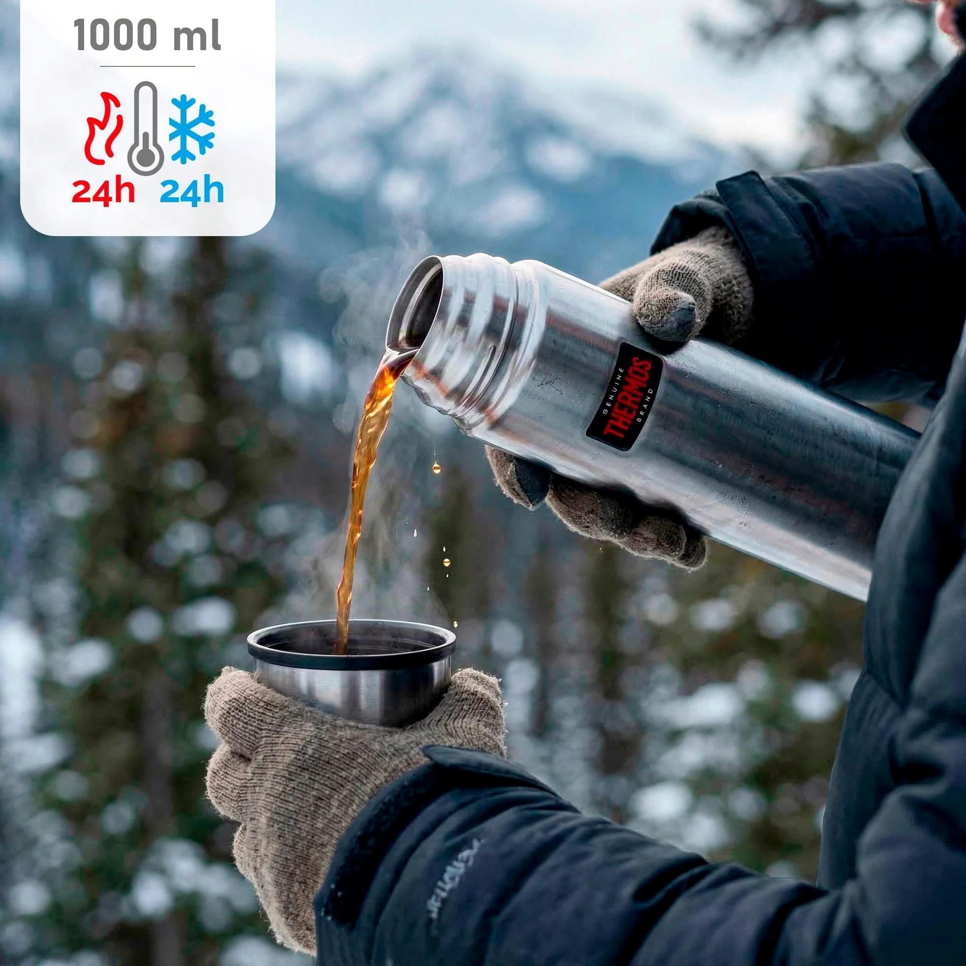 Thermos - Bouteille isotherme - Thermax - 1 Litre - Argent