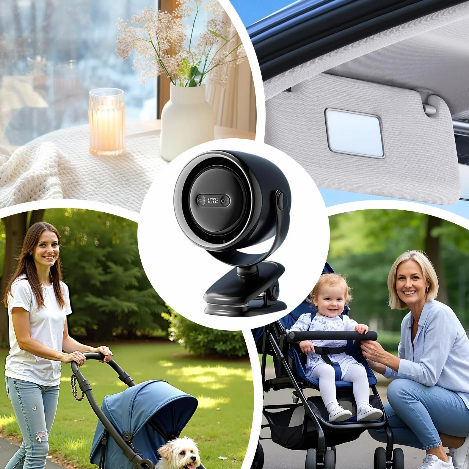 Petit Ventilateur Clip Rechargeable, refroidissement à 100 vitesses | Mini ventilateur personnel à piles pour Maison Chambre Voiture SUV Camping-car Camion Camping Plage Été