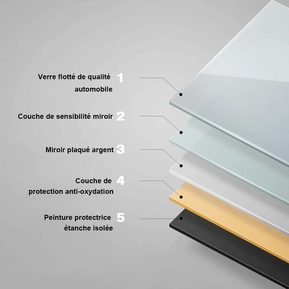 AICA Miroir de Salle de Bain à LED avec Bluetooth 120 x 70cm, Mural Miroir avec Anti-buée + 3 Couleurs + Horloge, Miroir avec Interrupteur Tactile Étanche IP44, Éclairage à Intensité Variable