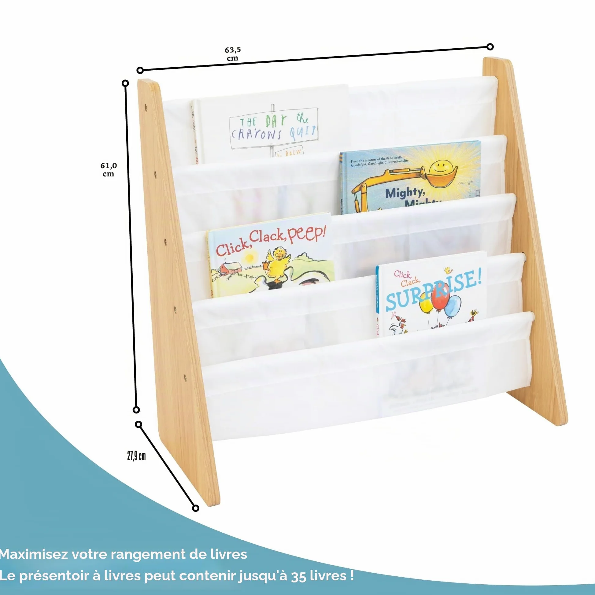 Humble Crew, bibliothèque pour Enfants, Rangement sur 4 Niveaux, Porte-Livres pour Enfants, étagère, Naturel/Blanc