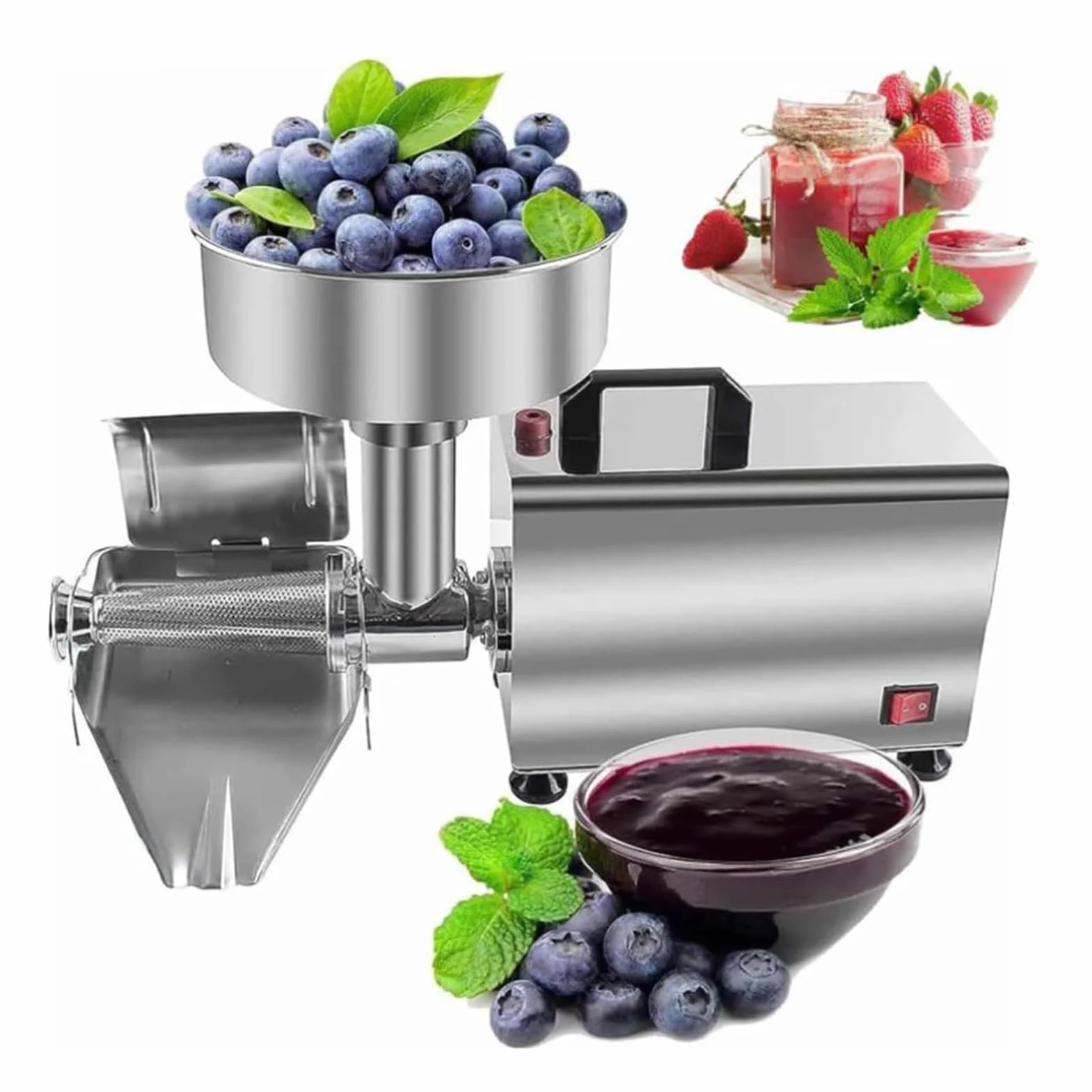 Machine à sauce tomate électrique avec moteur en cuivre pur, passoire alimentaire en acier inoxydable pour tomates faites maison, sauces aux myrtilles