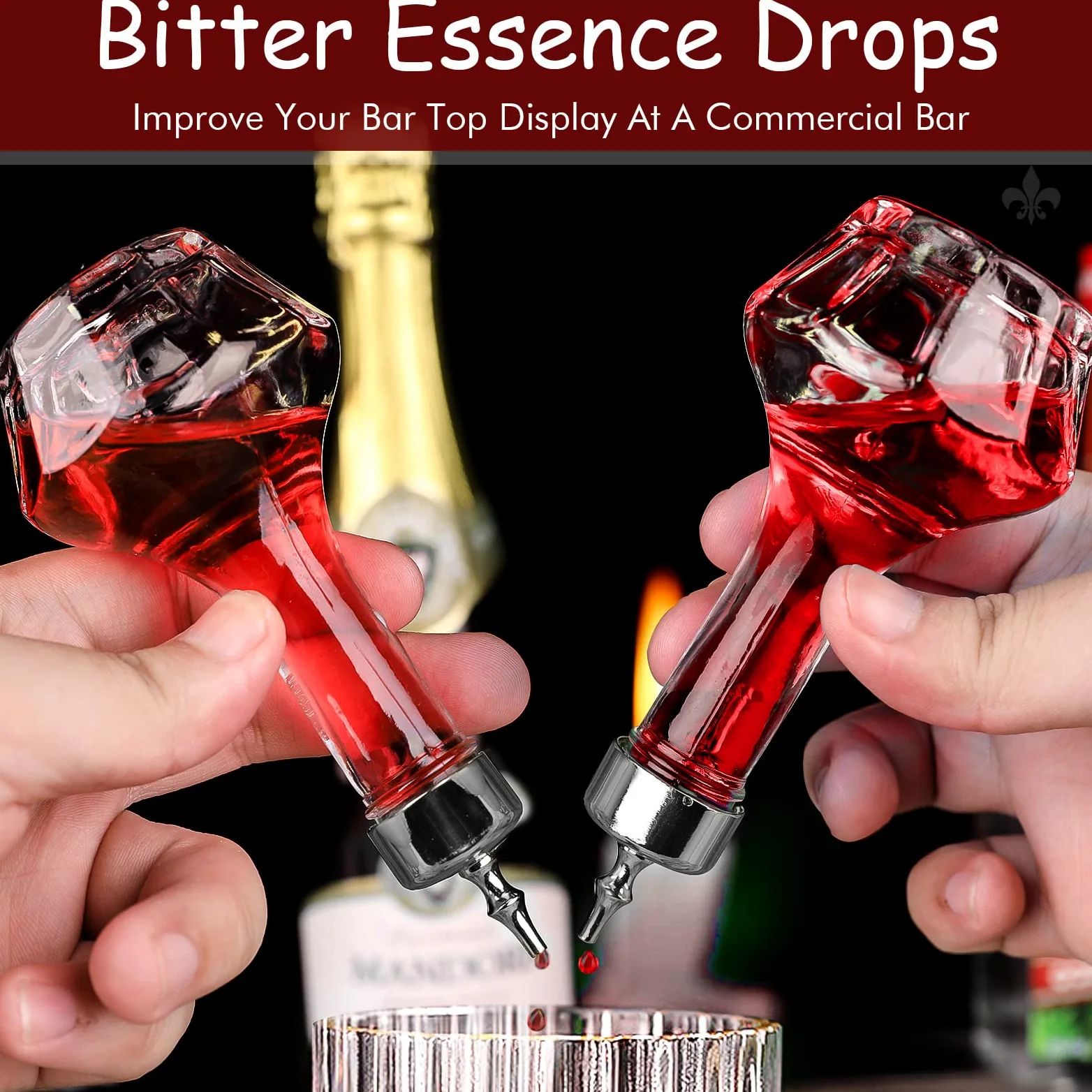 Bitters Lot de 6 bouteilles en verre avec bouchon Dasher, outil de bar professionnel pour faire des cocktails 50 ml