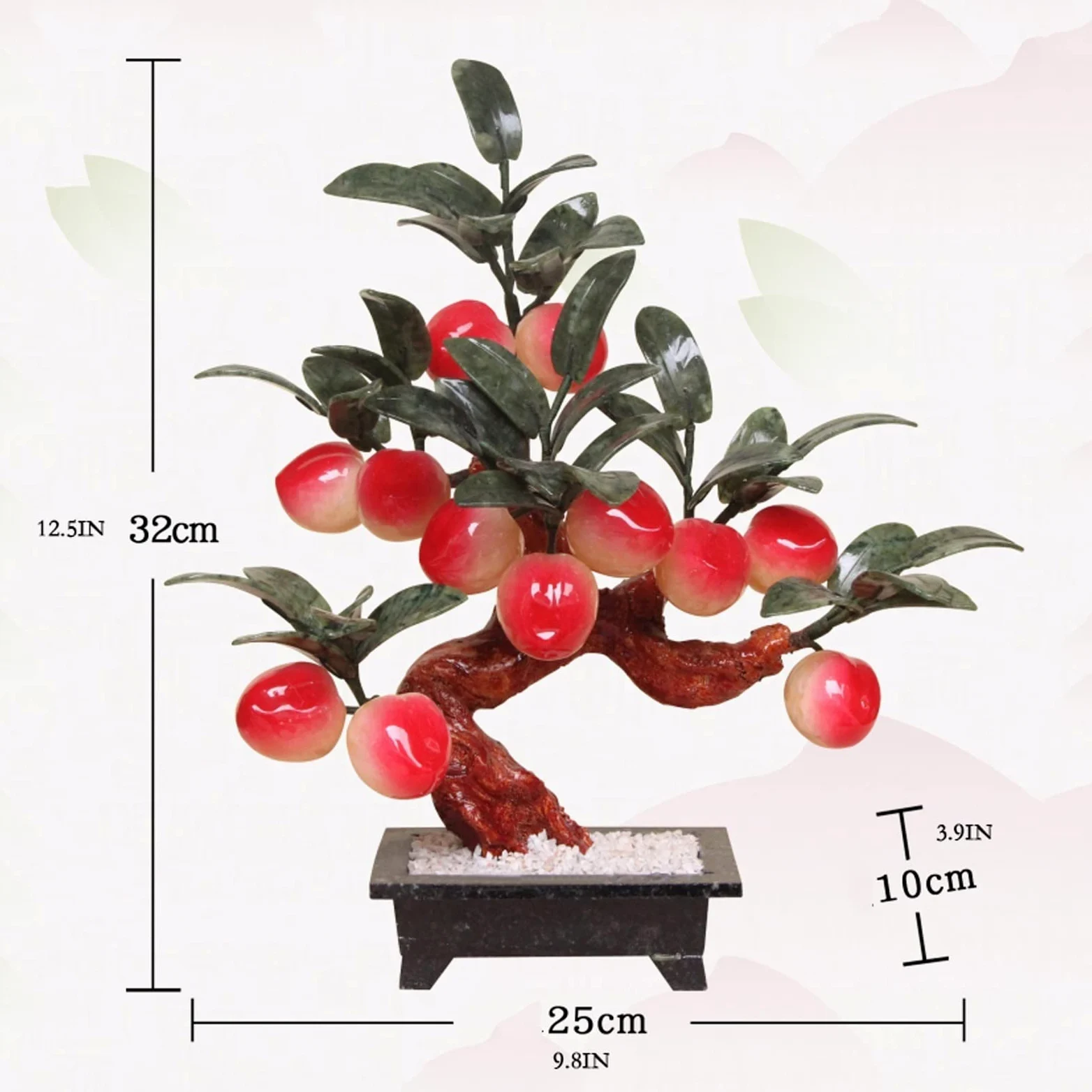 Bonsaï Artificiel Plante Artificielle en Pot de Jade sculpté artificiellement Pierre bonsaï Bonsai Arbre rocheuses artificielles longévité pêche Maison décoration Bureau Faux Arbre D'intérieur