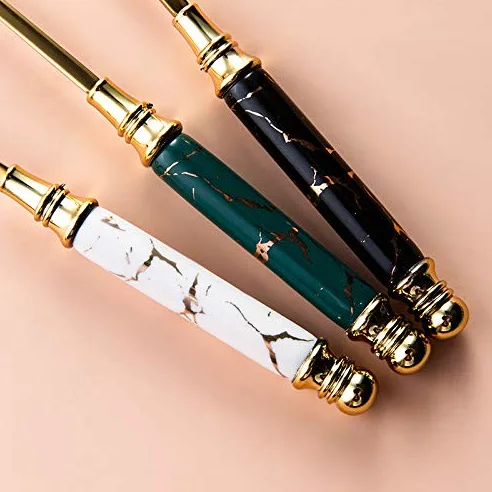 Ensemble de couverts en argenterie, 30 pièces, ensemble, vaisselle, manche céramique marbre, couteau, fourchette, cuillère, à steak, dessert, lavable au lave-vaisselle, vert