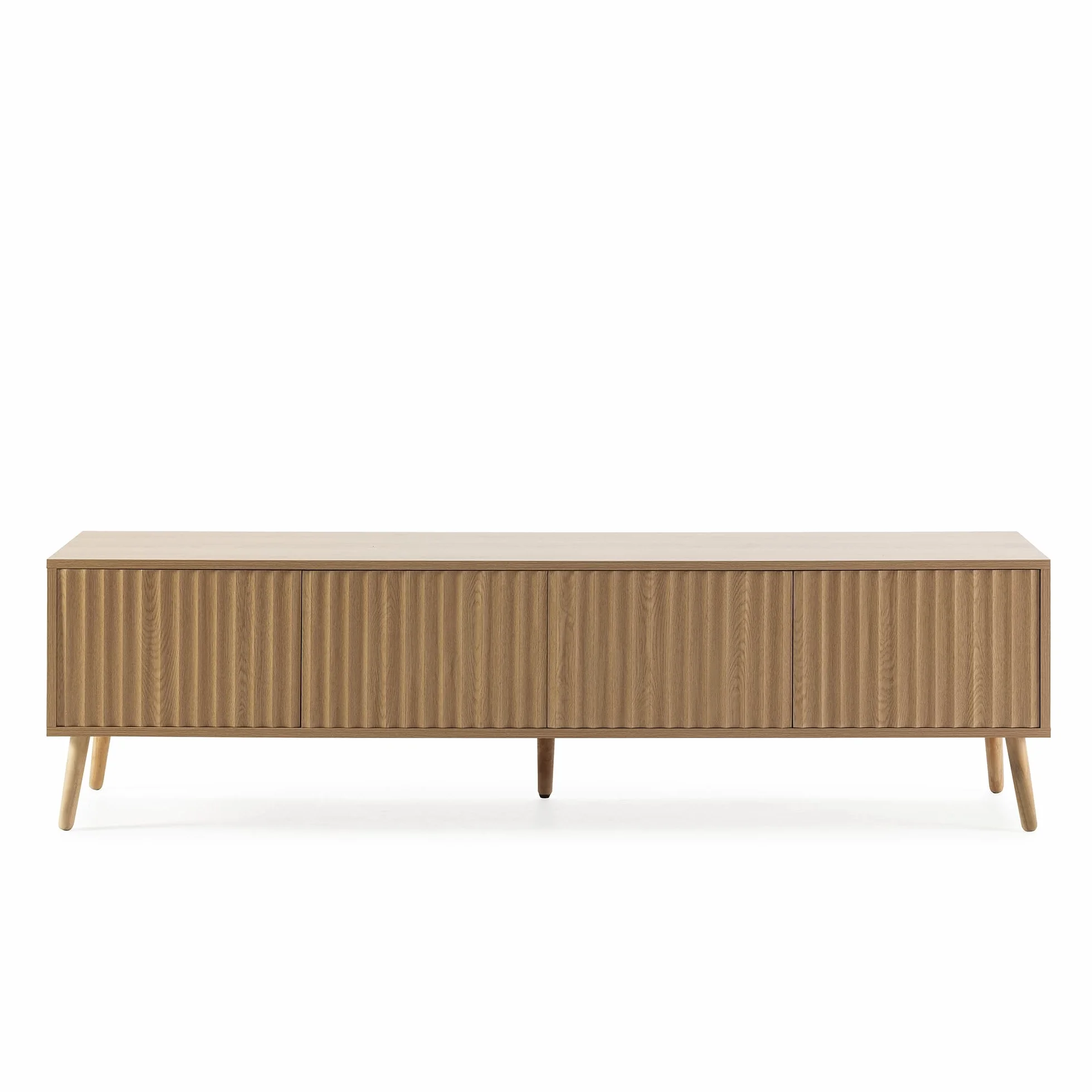 HOMN LIVING Meuble TV Lluvia 4 Portes Coloris chêne, 160 cm (Largeur) 40 cm (Profondeur) 45 cm (Hauteur)