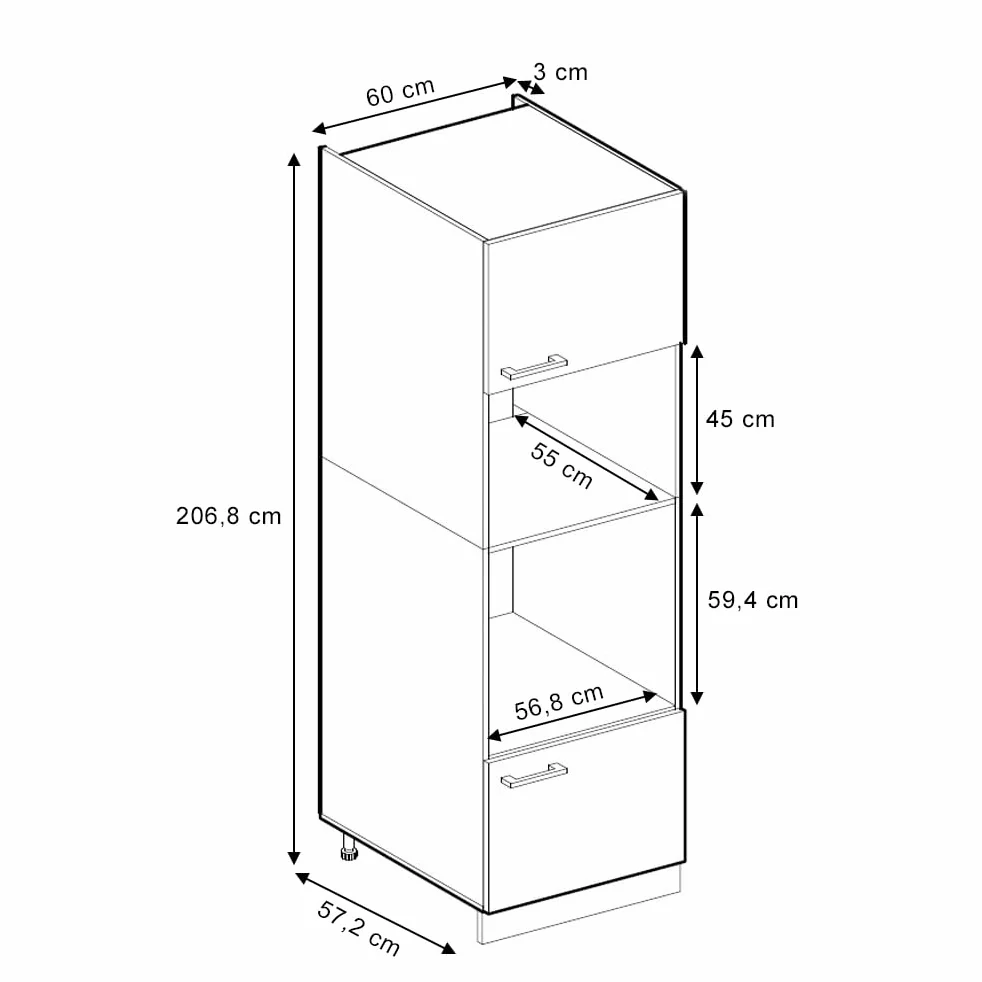 Vicco Armoire Micro-Ondes R-Line, Chêne de Force doré, 60cm, pour Une Combinaison Libre au Sein de systèmes de Cuisine modulaires