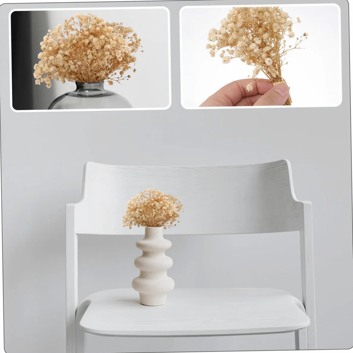 PRETYZOOM 2pièces Bouquets De Fleurs Séchées De Gypsophile De Décorations Naturelles pour Arrangements Floraux pour Décoration De Table Et Intérieur Bouquets De Mariage Et Bricolage