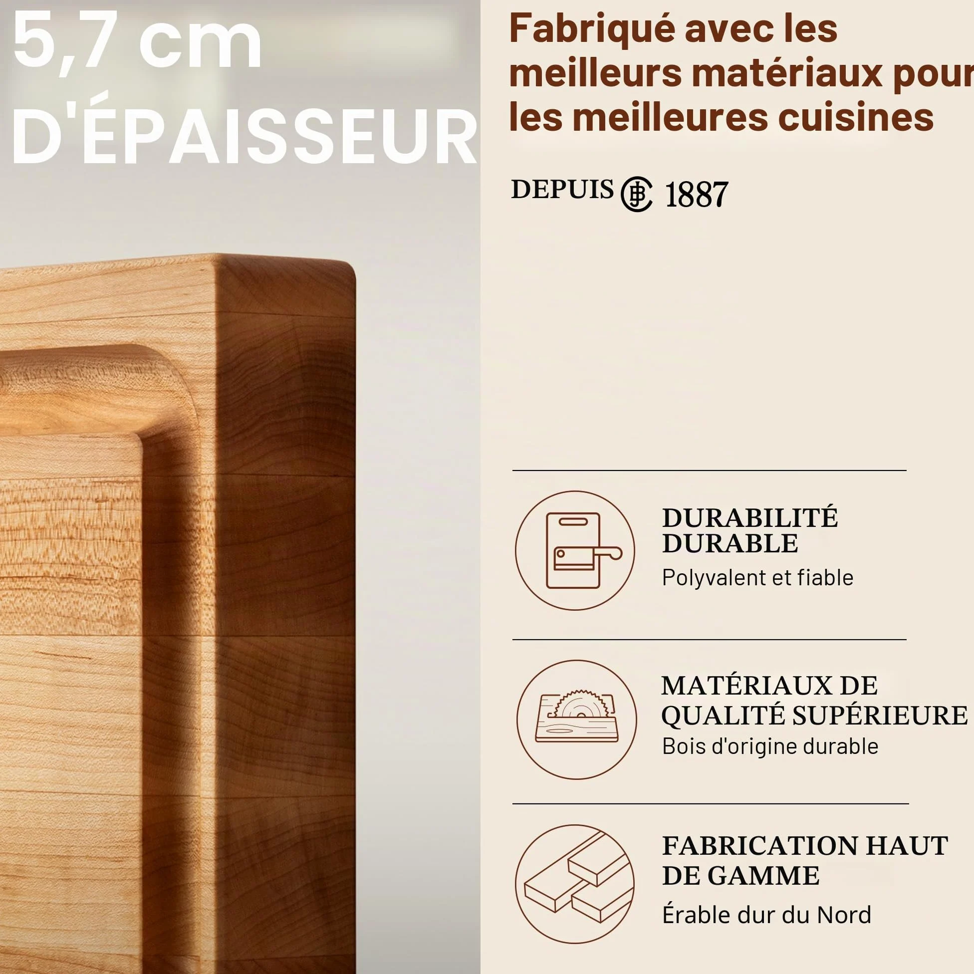 Boos Block Planche à Découper avec Égouttoir - 38,1 x 35,6 x 5,7 cm | Planche Erable d'Amérique Du Nord - Billot De Cuisine - Planche a Decouper Professionnelle